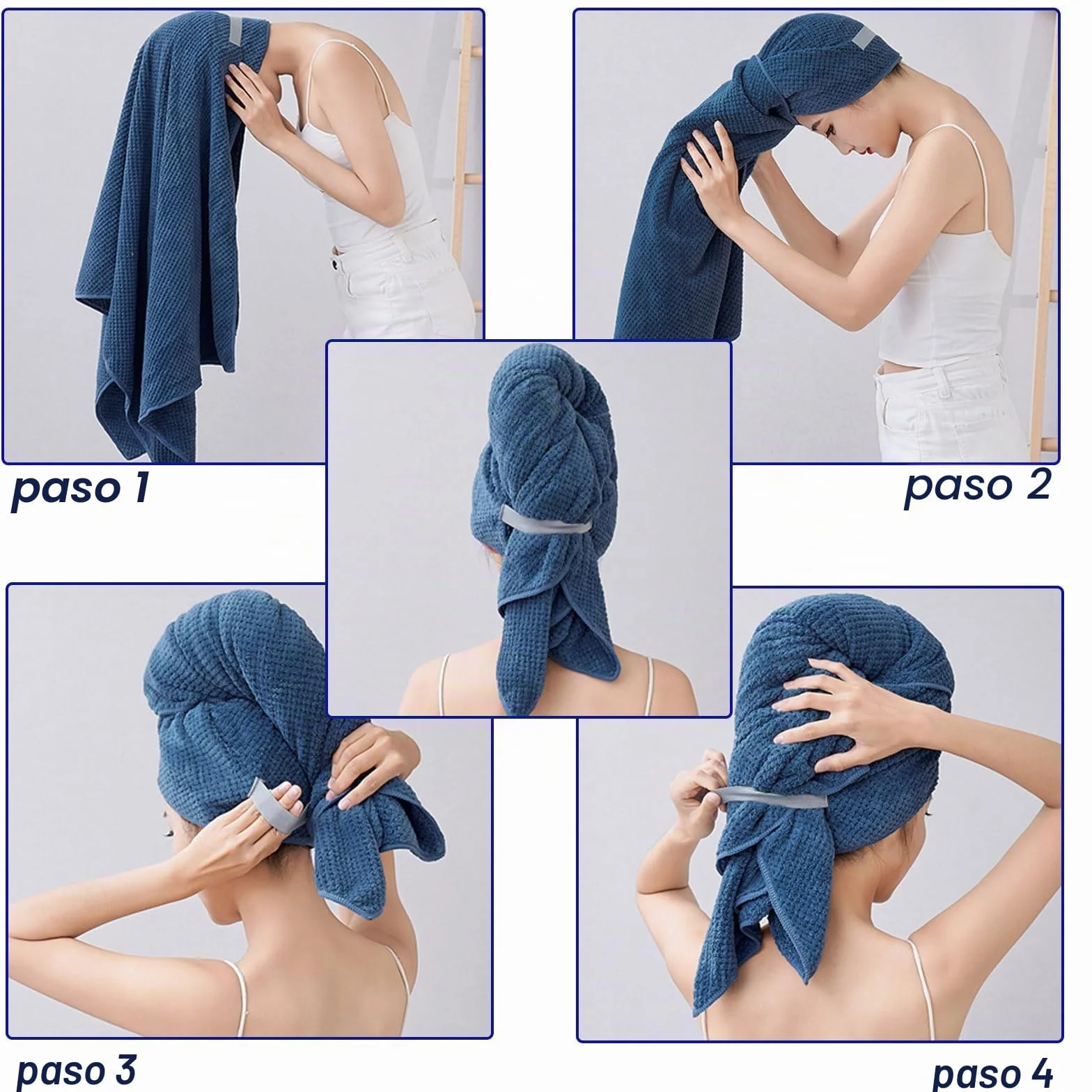 Toallas de Microfibra para Cabello Largo 60x100 cm, Paquete de 2, Turbante Grande, Secado rápido Súper Absorbente