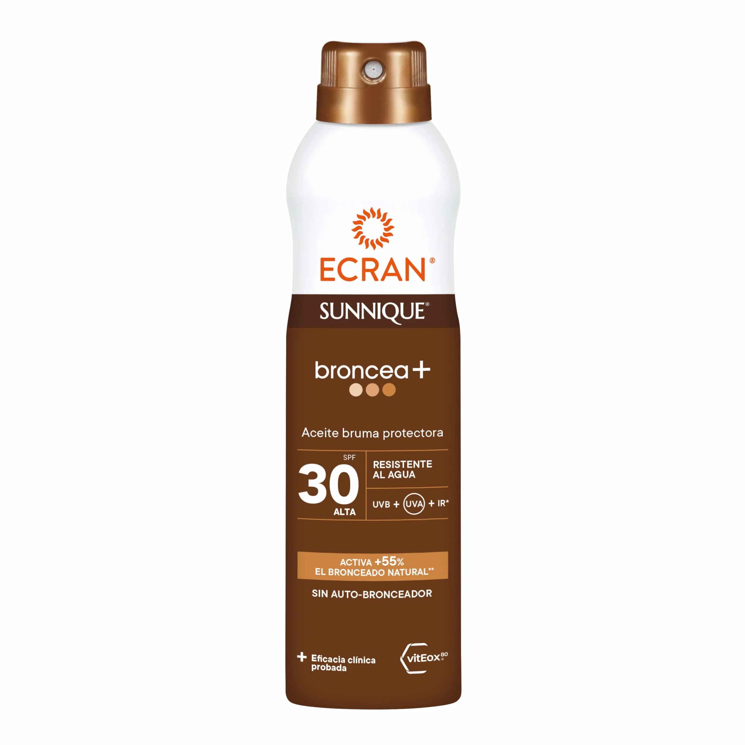 Sunnique Bruma Aceite Protector FPS 30 UVB UVA IR-A Resistente al Agua Pure Bronze VitEox 80 Bronceado Natural 250 ml