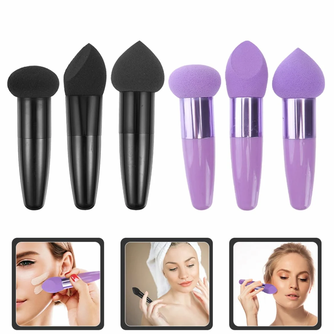 INOOMP 6 Esponjas de Maquillaje Portátiles, Productos de Belleza Látex, Forma de Bolígrafo, para Aplicar Maquillaje