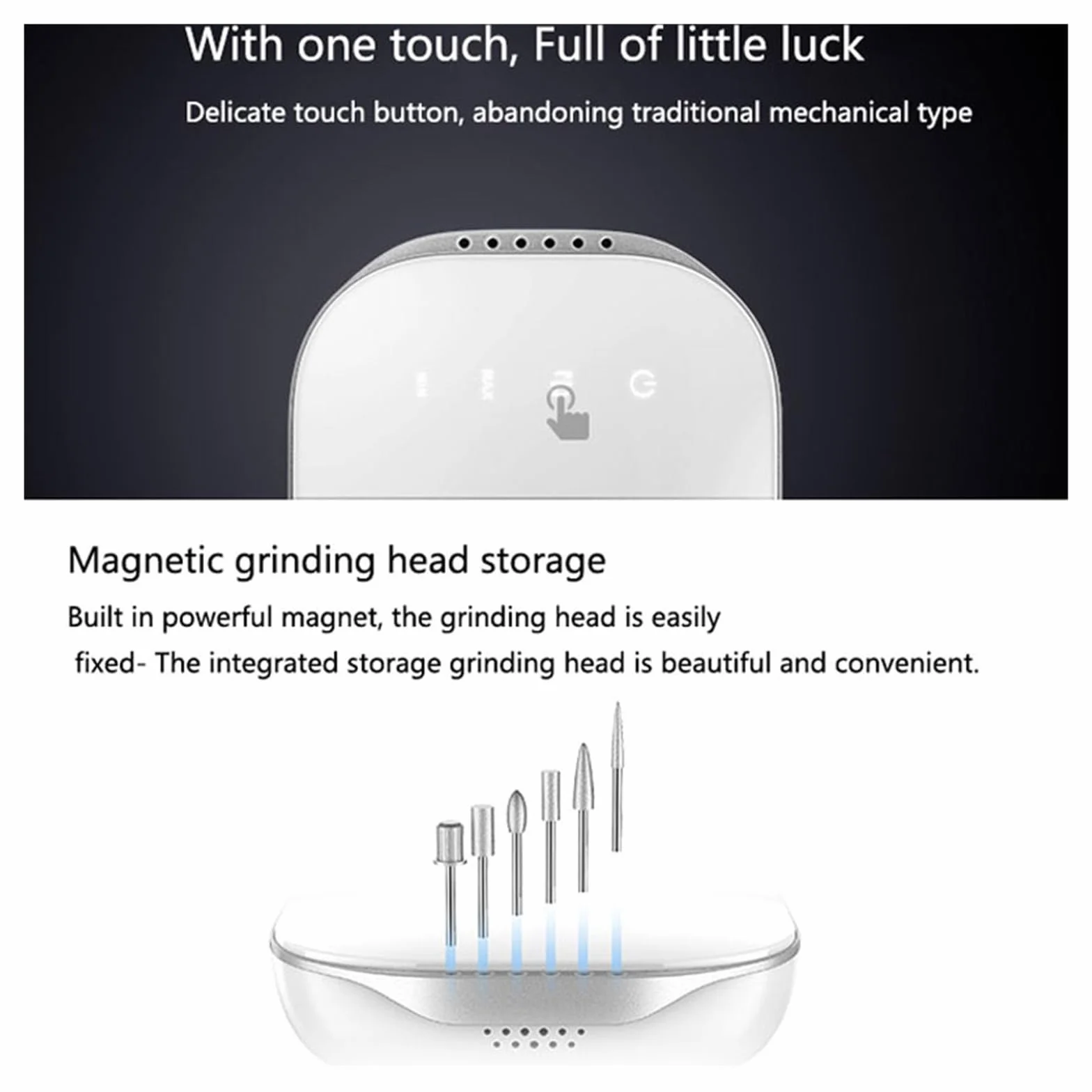 Taladro de uñas, Taladro Eléctrico Para Uñas, 35000 RPM Con Pantalla Táctil, Máquina De Manicura Pulidora Inalámbrica Recargable Para Entrenamiento Y Uso Doméstico para uñas acrílicas(Gray)