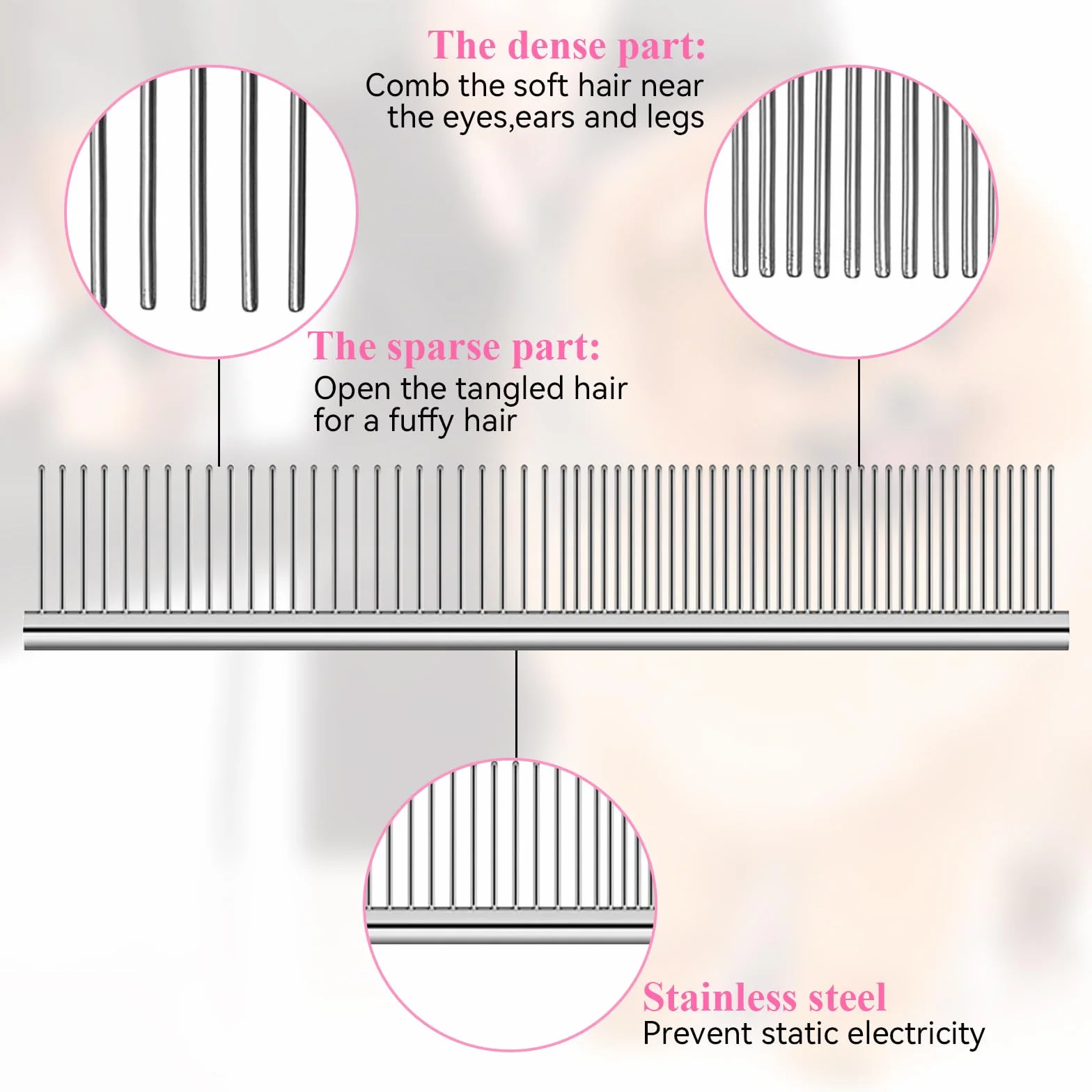 Peine para Piojos de Acero Inoxidable, Doble Cara, Liendrera Reutilizable - Pack de 6