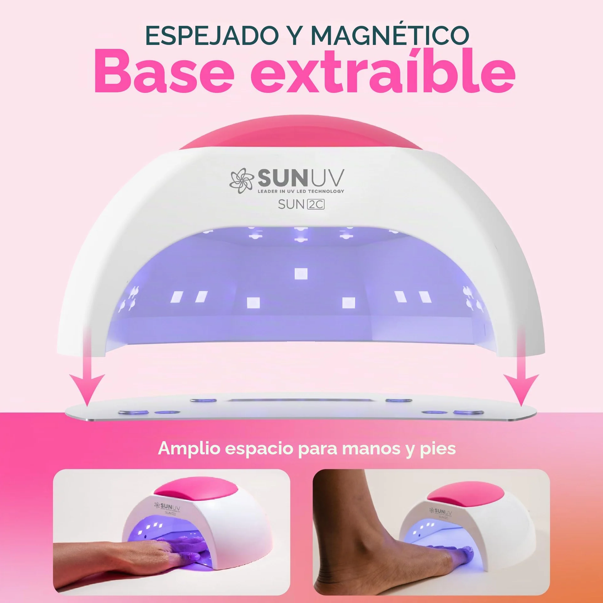 SUNUV Lámpara Secadora de Uñas, Profesional LED UV Lampara Uñas de Gel, Curado Luz en 4 modos para tiempo 10s, 30s, 60s y 90s