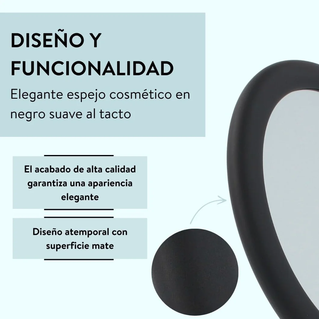 PARSA BEAUTY Espejo baño 3X Aumento Doble Cara Negro Redondo