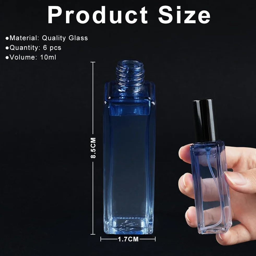 Atomizador Perfume Recargable 6pcs 10ml Mini Pulverizador Cristal Portátil Perfumador Viaje