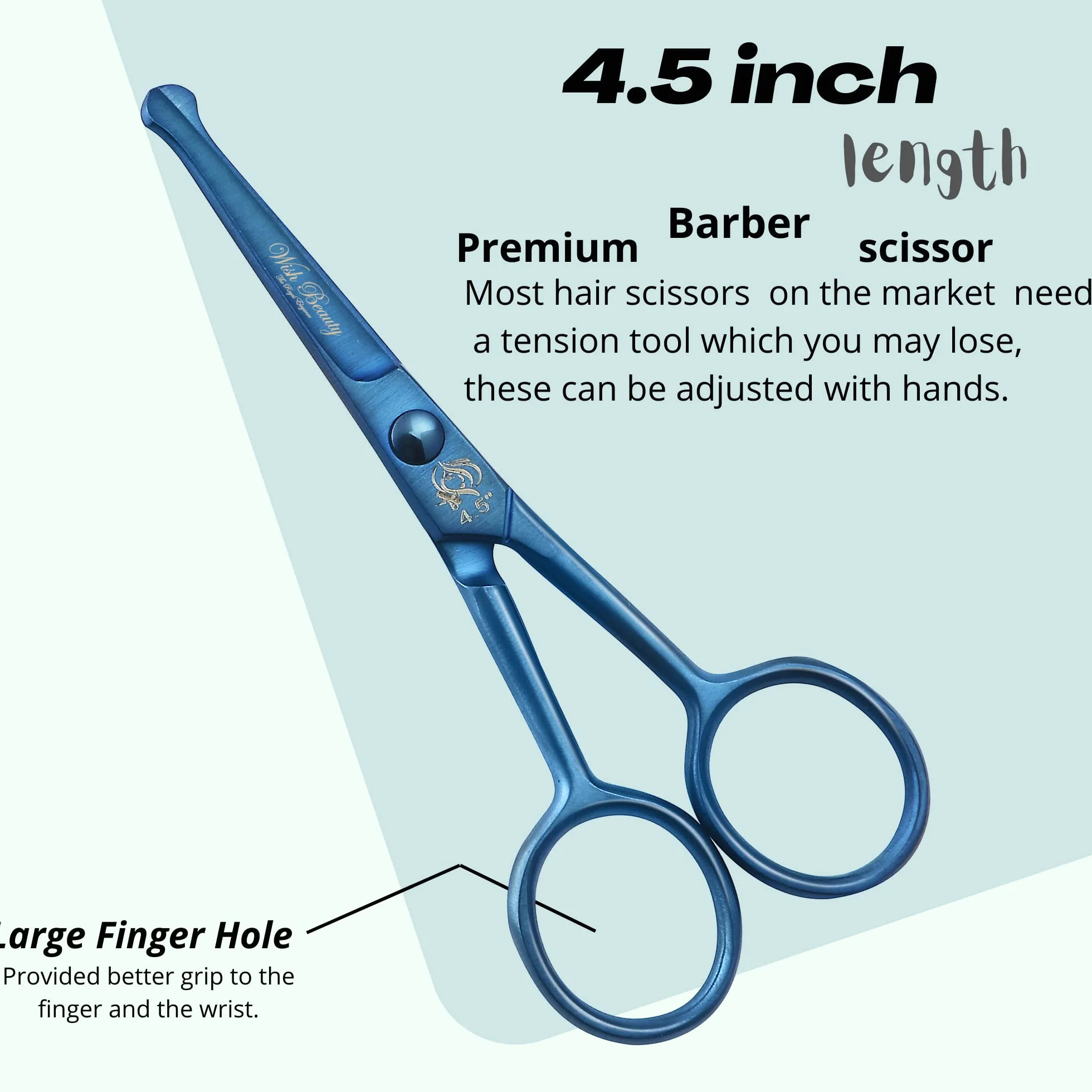 wishbeauty Tijeras de seguridad para niños punta redonda curvada 4.5 pulgadas azul