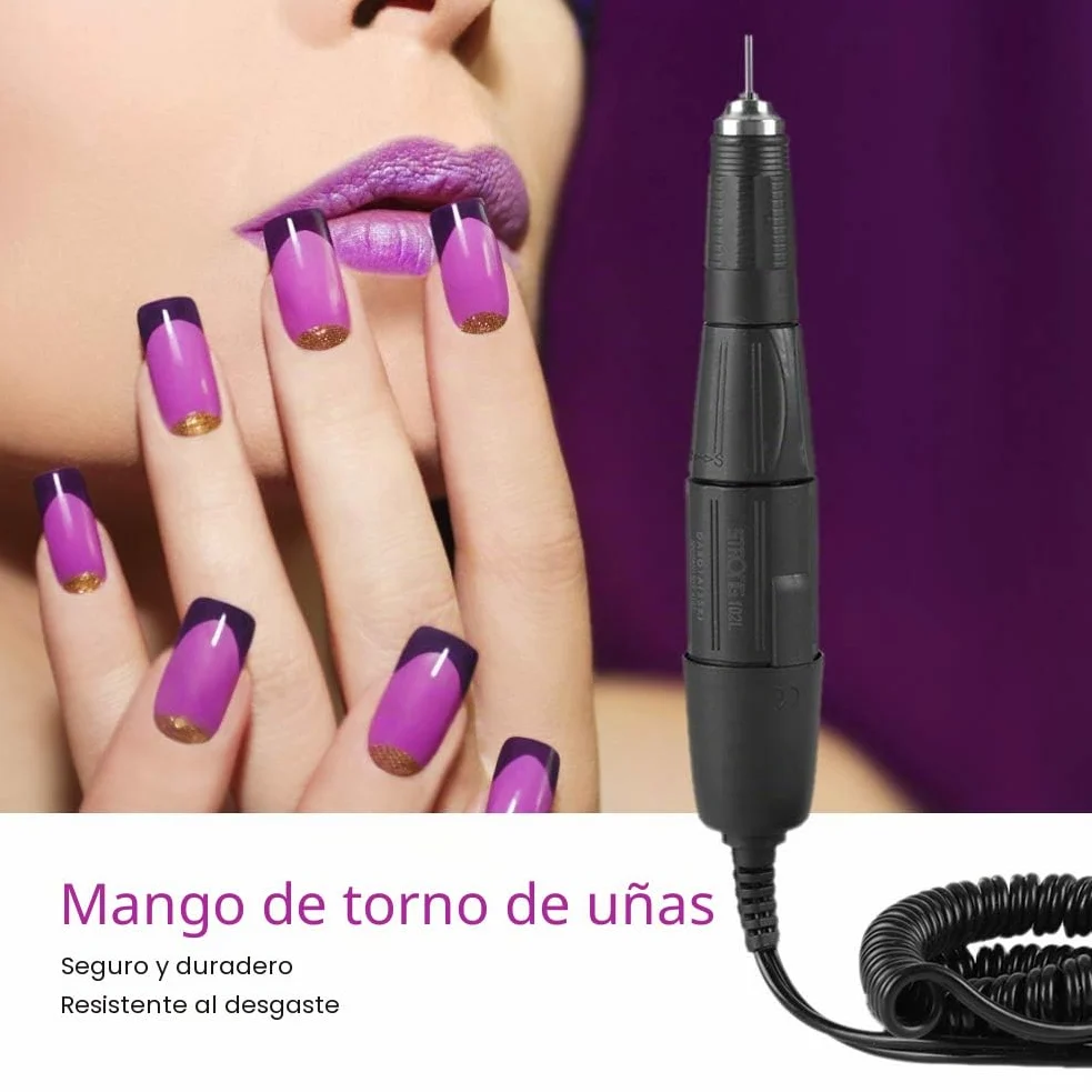 Mango de Taladro de Uñas Eléctrico, Pieza de Mano para Máquina de Manicura, 2.35mm, Negro