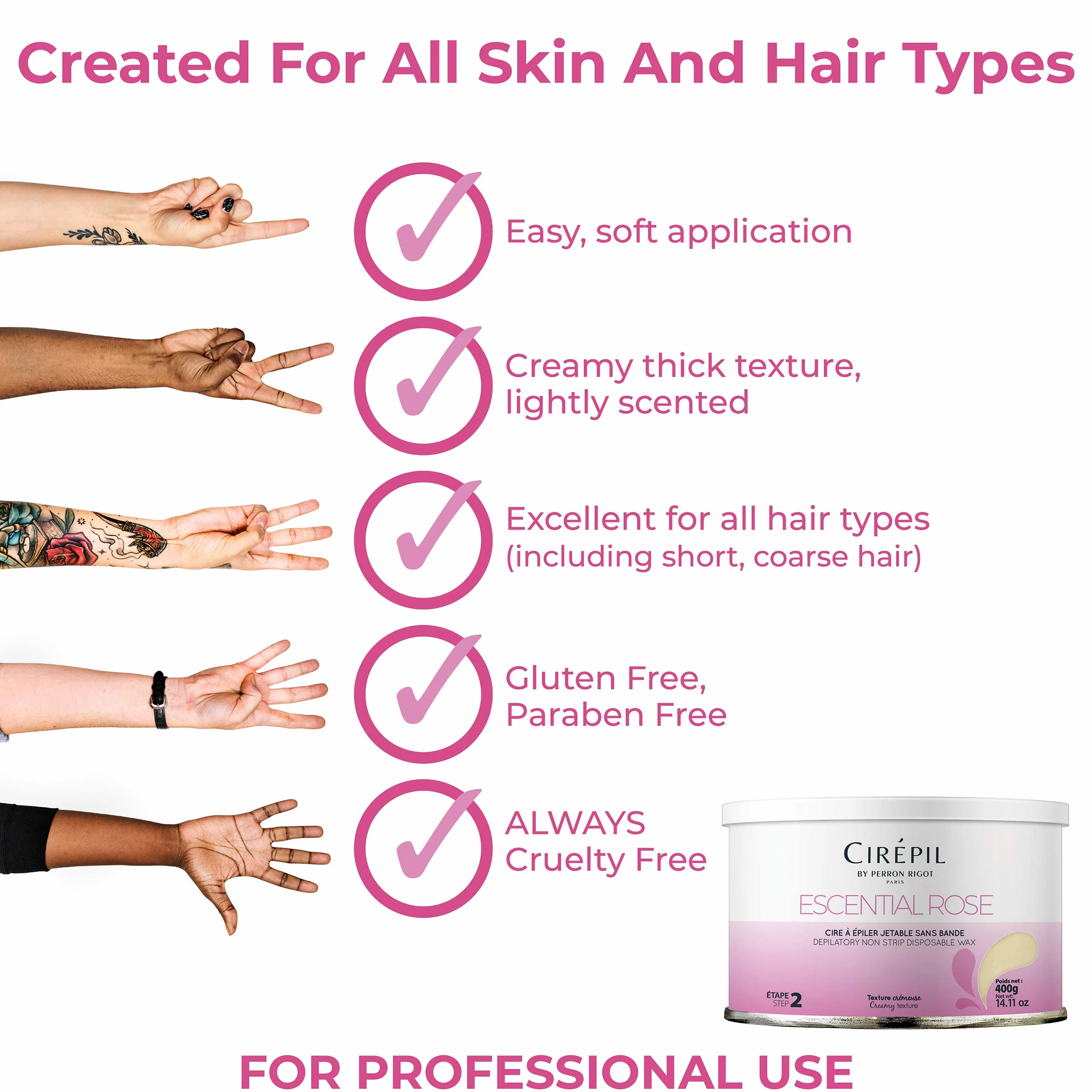 Escential Hair Removal Wax Rose 14.11 oz(Packaging May Vary) by Escential