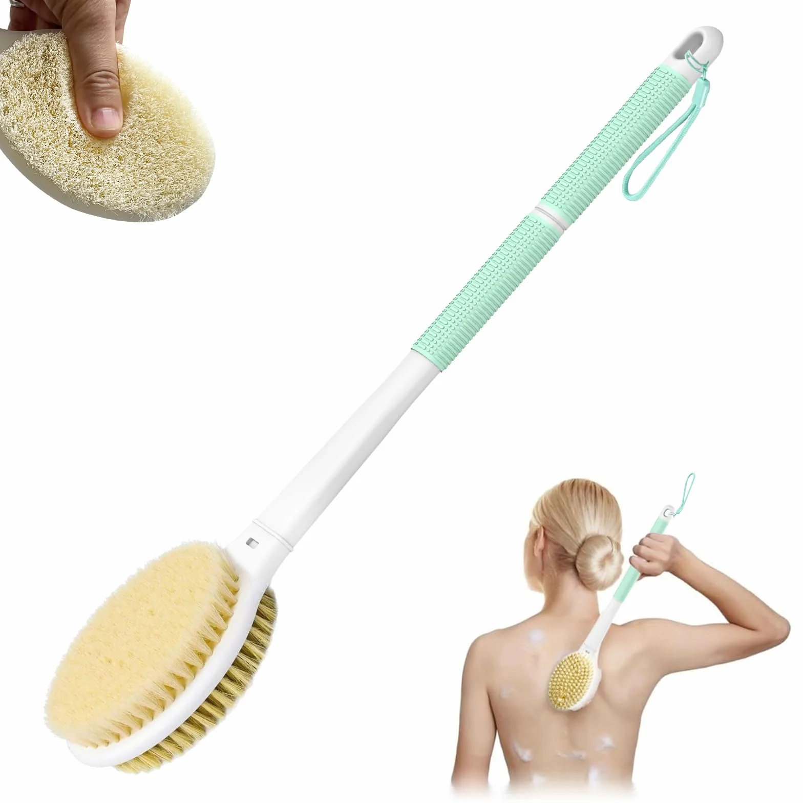 Cepillo Espalda Ducha 44 cm Doble Cara Cerdas Rígidas y Suaves