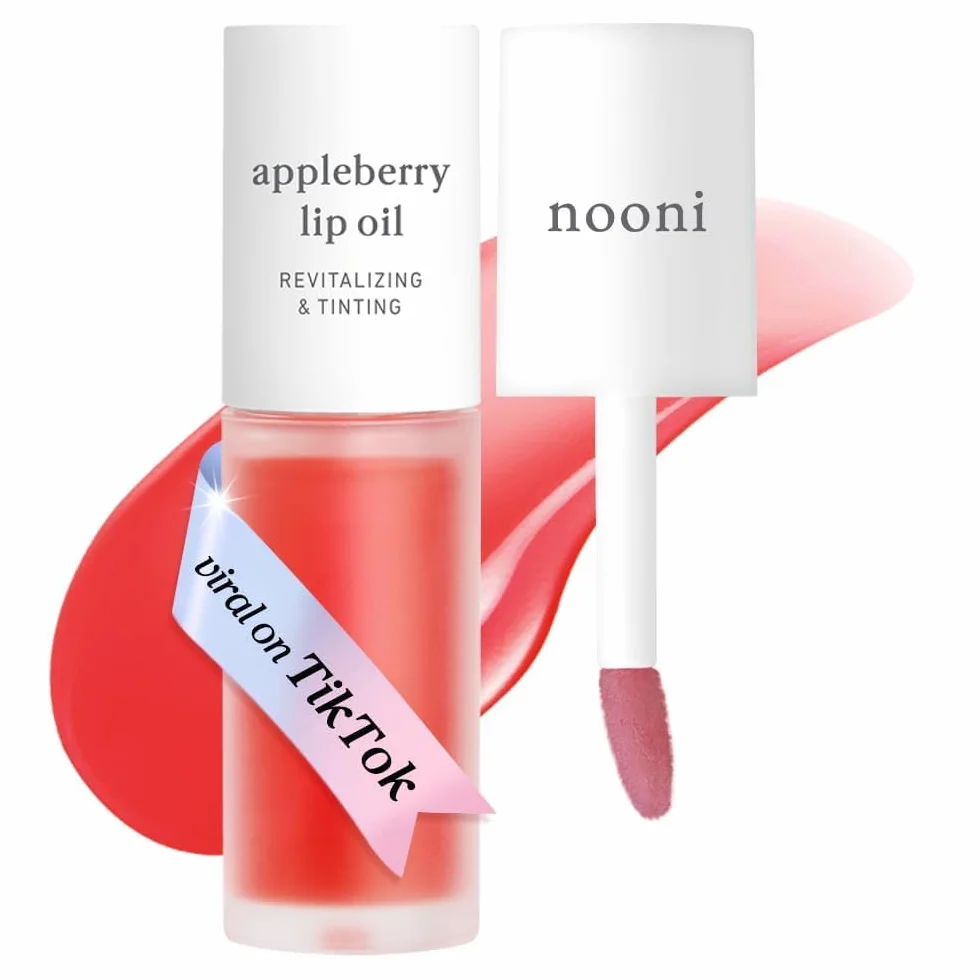 NOONI Aceite de labios coreano Appleberry Tinte de labios duradero hidratante resistente al agua 0,12 fl oz