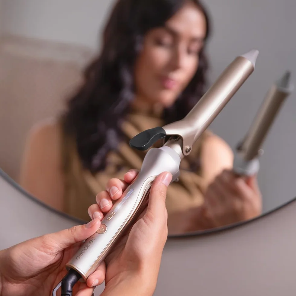 Cecotec Rizador de Pelo 25mm SurfCare CurlClip Cerámica Queratina Aceite de Argán 5 Temperaturas