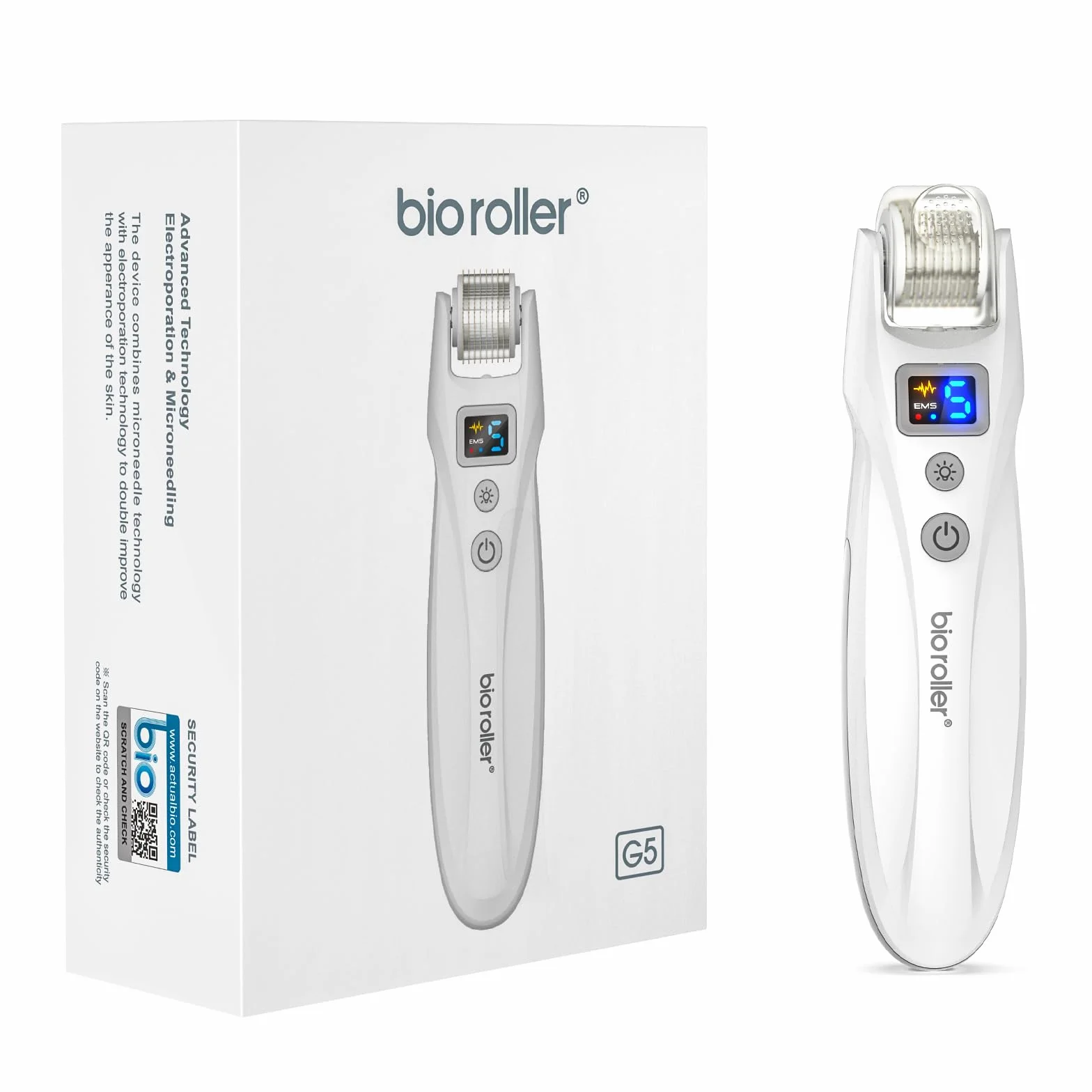G5 Microneedling Roller Pen Eléctrico Kit 5 Niveles EMS LED Roja Azul Rostro Cuerpo Cabello Barba 2 Cartuchos