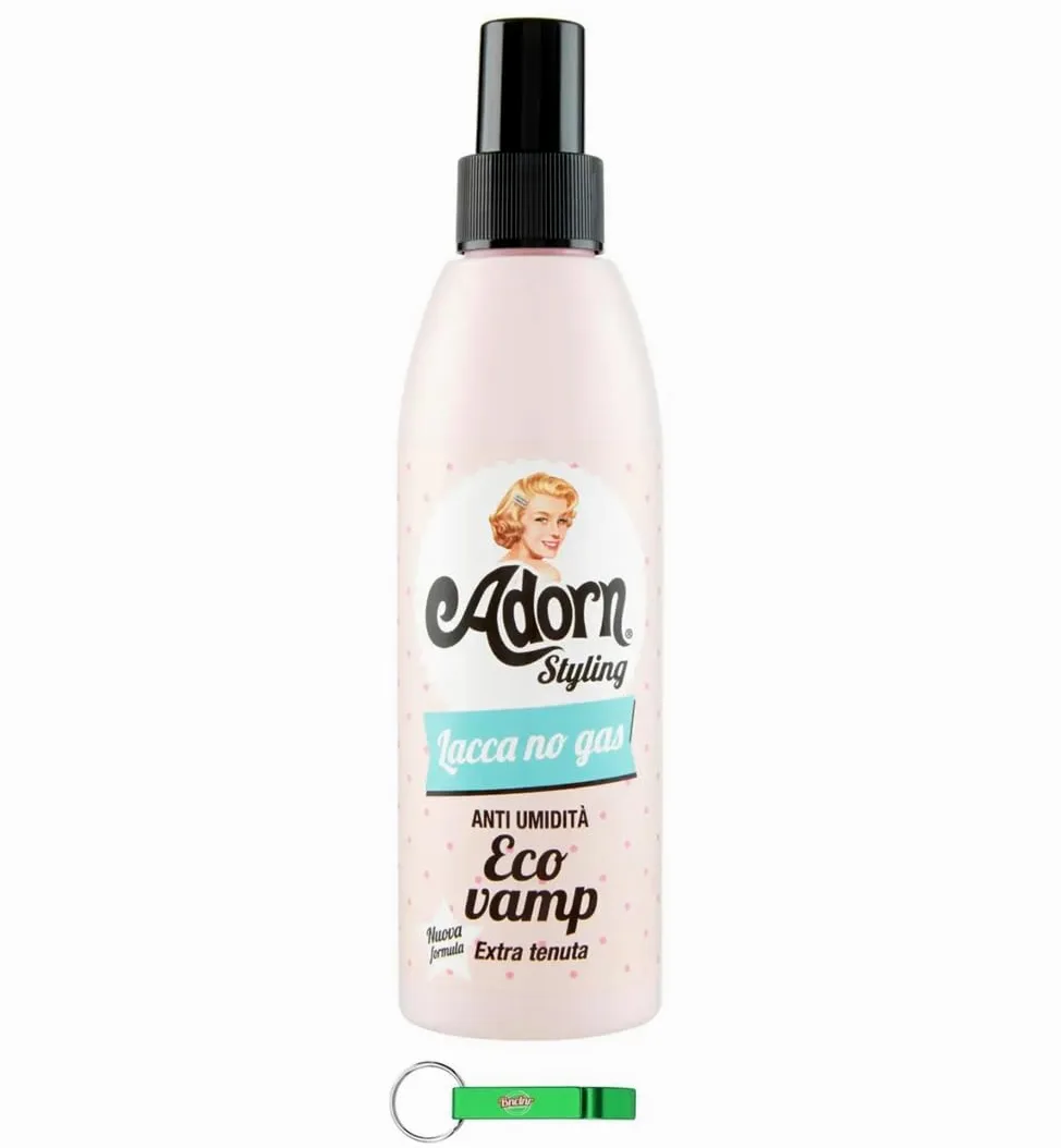 Adorn Styling Lacca – Spray para el pelo sin gas antihumedad Eco Vamp para un peinado natural perfecto, 200 ml + llavero Beni Culinari gratuito