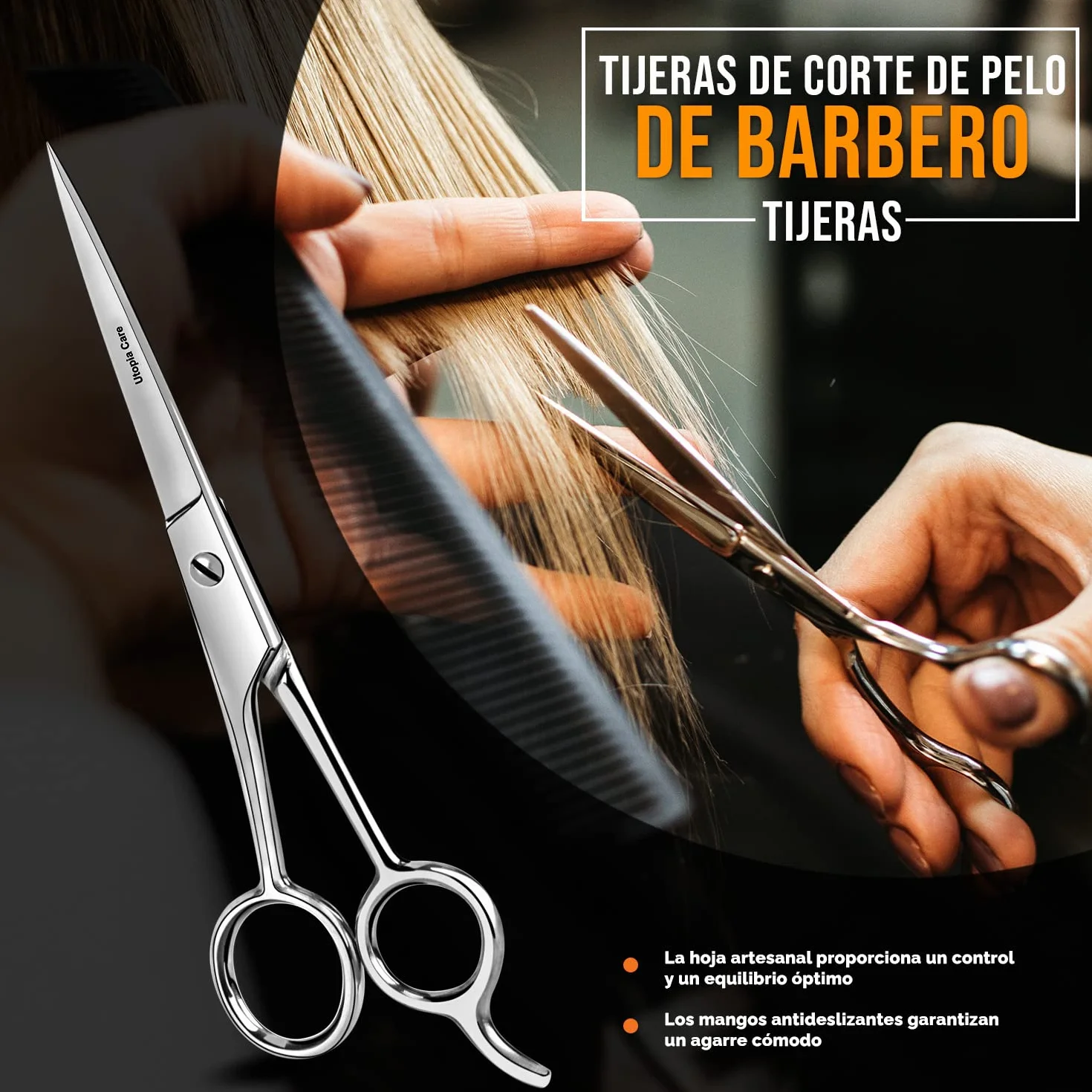 Utopia Care Tijeras de corte de pelo profesional acero inoxidable templado hielo recubrimiento en polvo Plateado 6.5 pulgadas