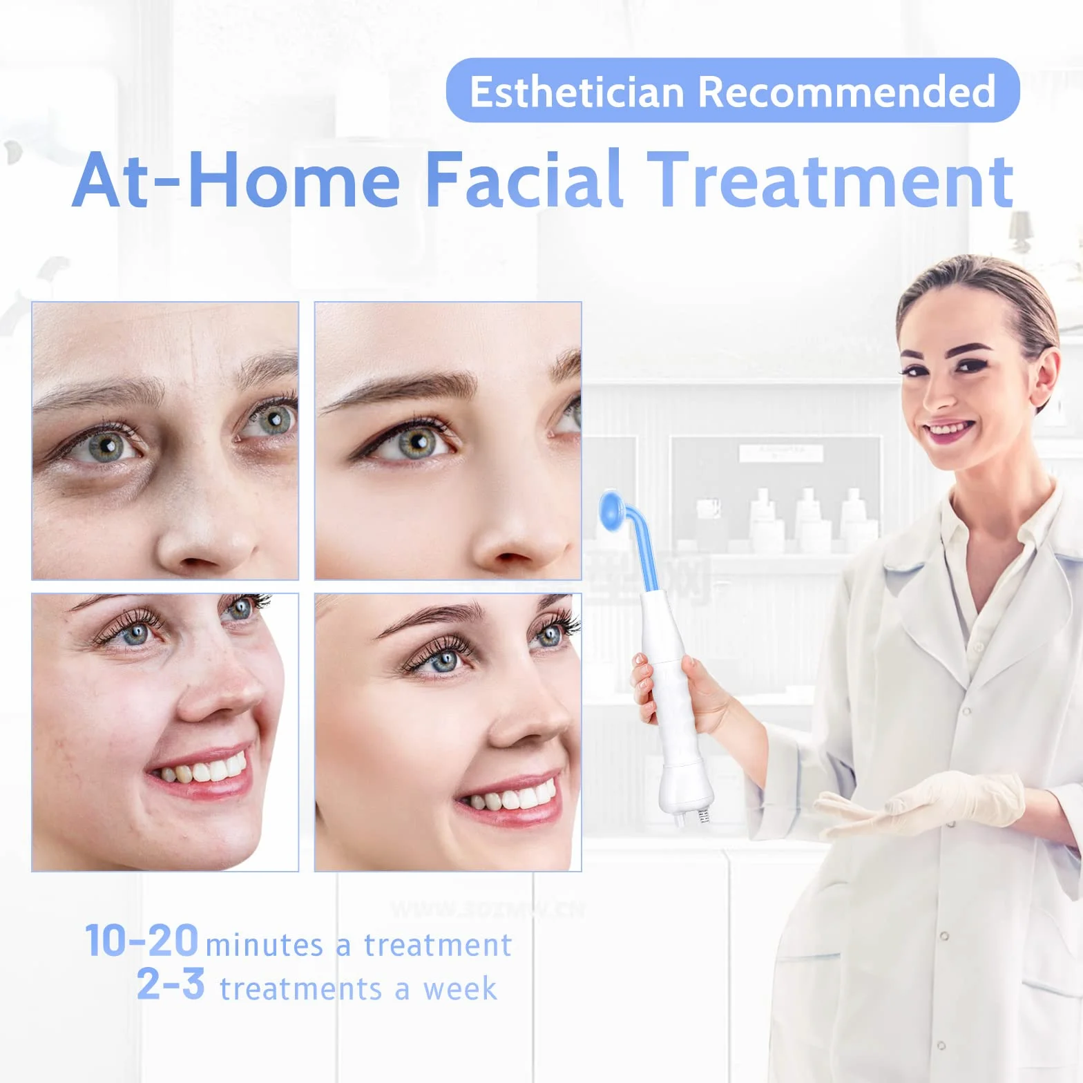 Yofuly Máquina de Alta Frecuencia Estetica Facial con 4 Azul Dispositivos de Masaje Facial Portátil