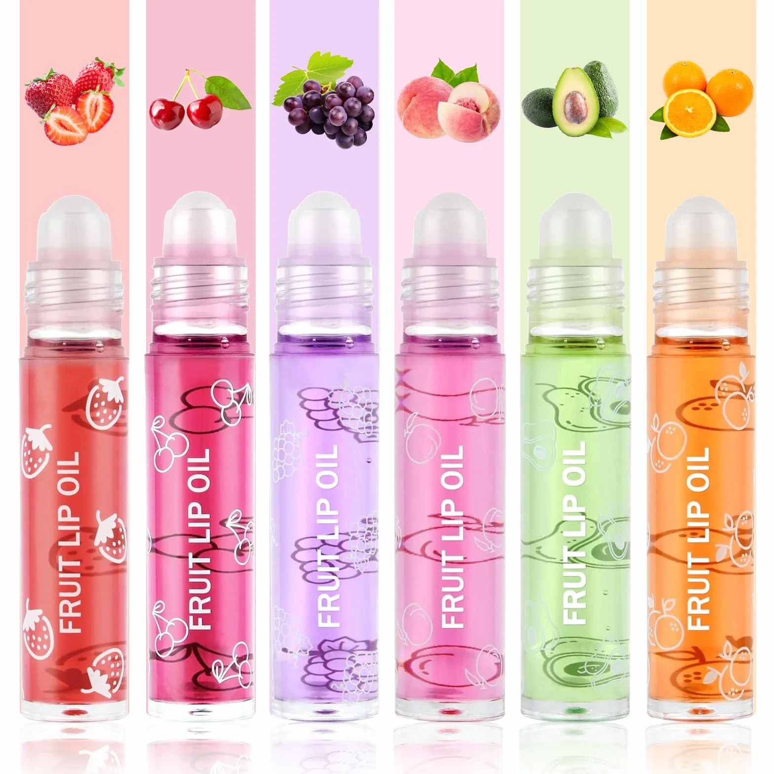 Sularpek Lip Oil Brillo de Labios con Sabor a Frutas Aceite para Labios Hidratación Duradera Transparente 6pcs