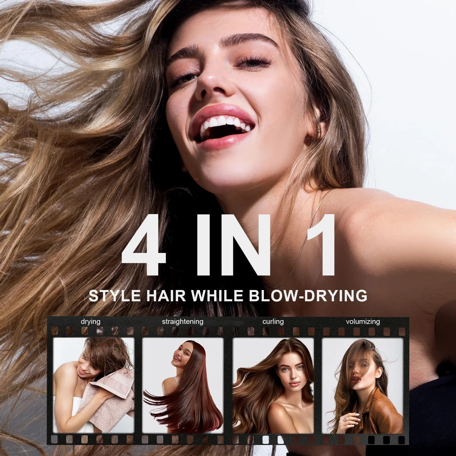 Cepillo secador de pelo de doble voltaje en uno, cepillo de aire caliente de forma ovalada de 2 pulgadas, herramientas de viaje para el cabello/voluminizador/alisador/rizador, cepillo europeo de