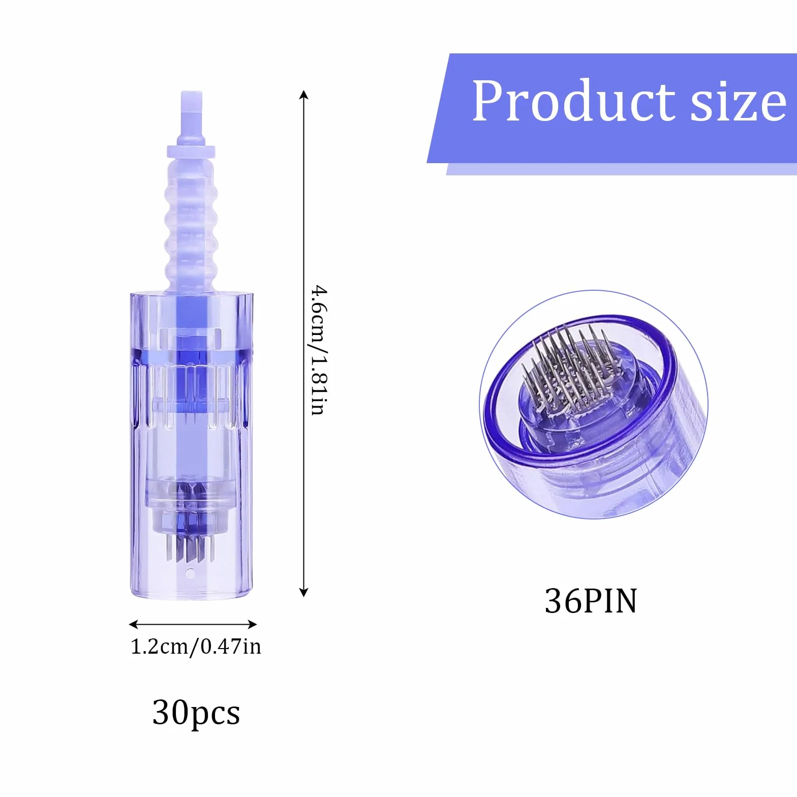 Agujas Dermapen 36 Puntas Microneedling Cartuchos Repuesto Antienvejecimiento Rejuvenecimiento Piel