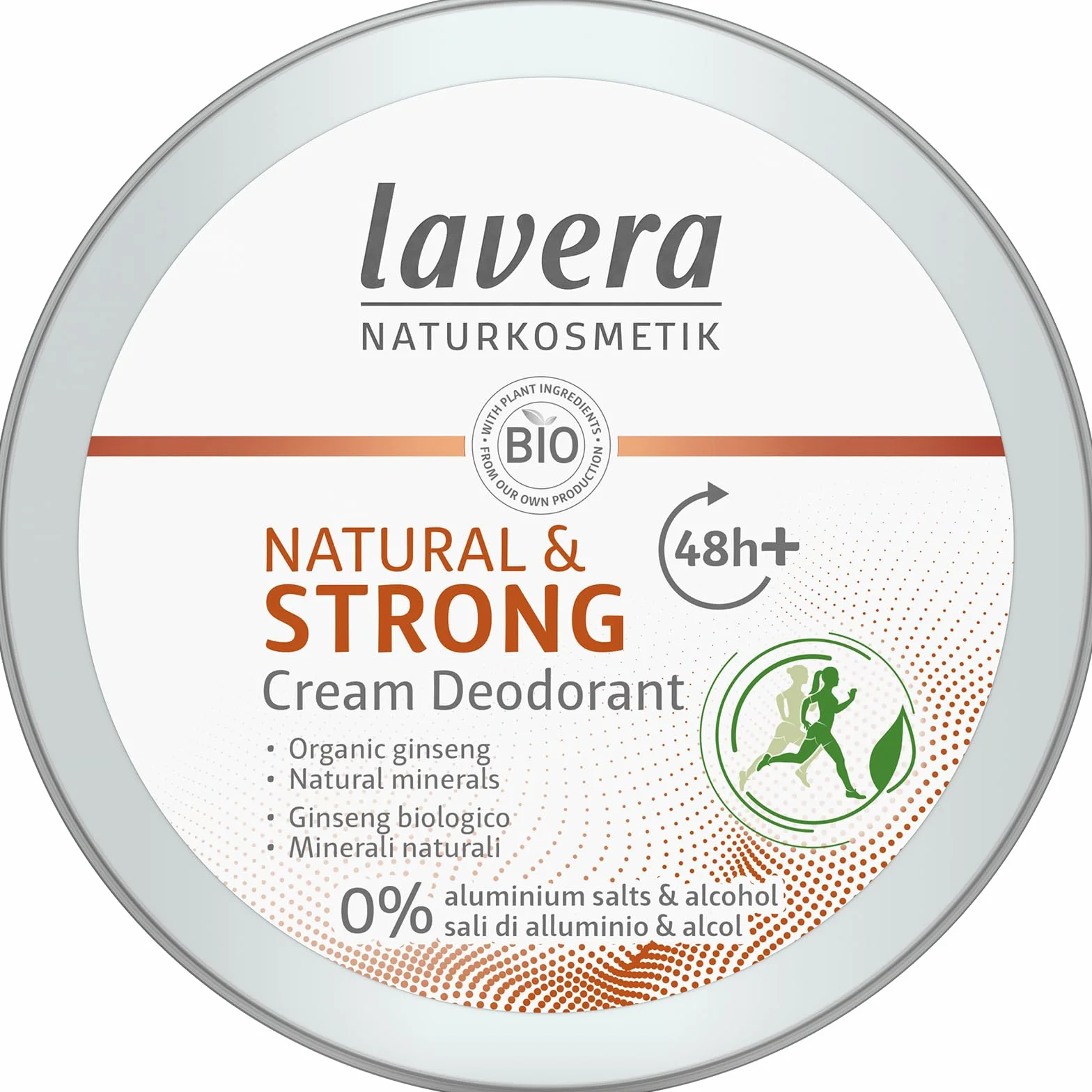 lavera Crema desodorante natural fuerte vegana ginseng orgánico minerales sin aluminio 48 horas protección 50 ml