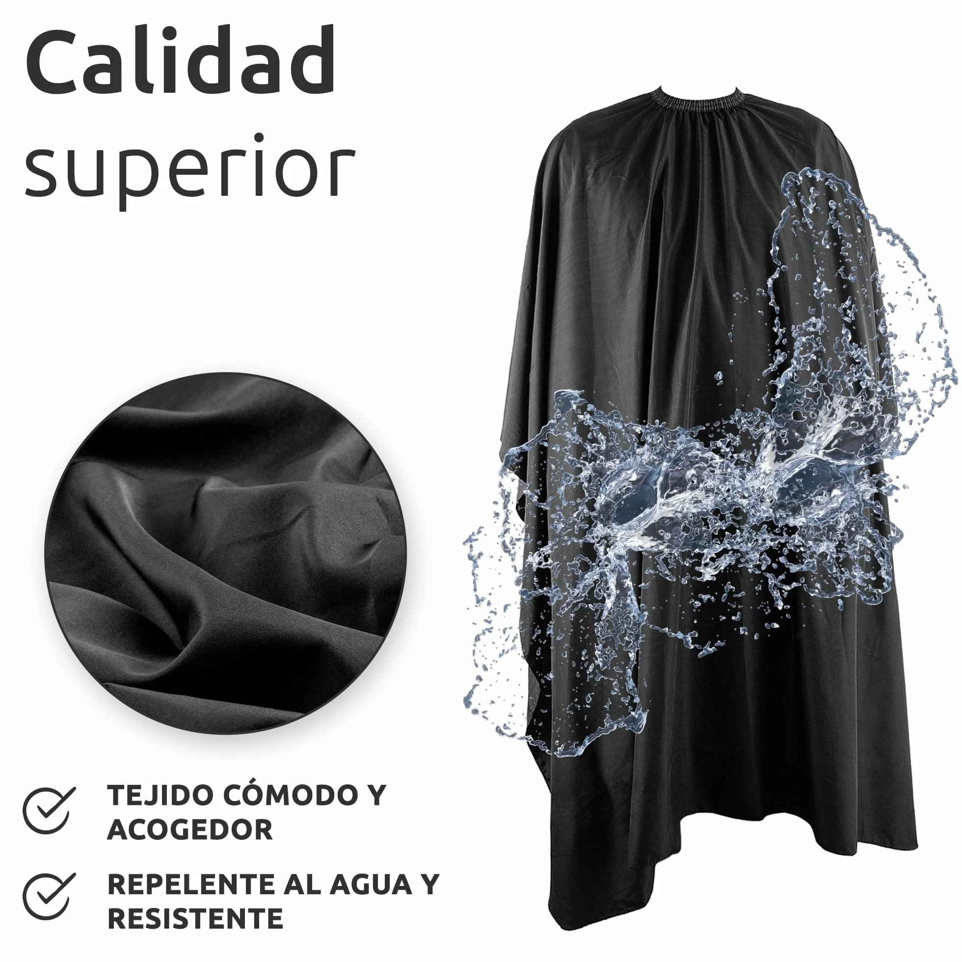 ECENCE Capa Peluquería Profesional 150x120cm Negro Impermeable