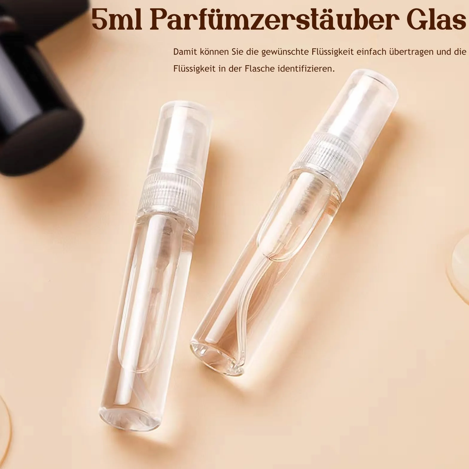 Mini botella pulverizadora de niebla fina 5 ml portátil cristal transparente para viajes vacía con embudo pipetas