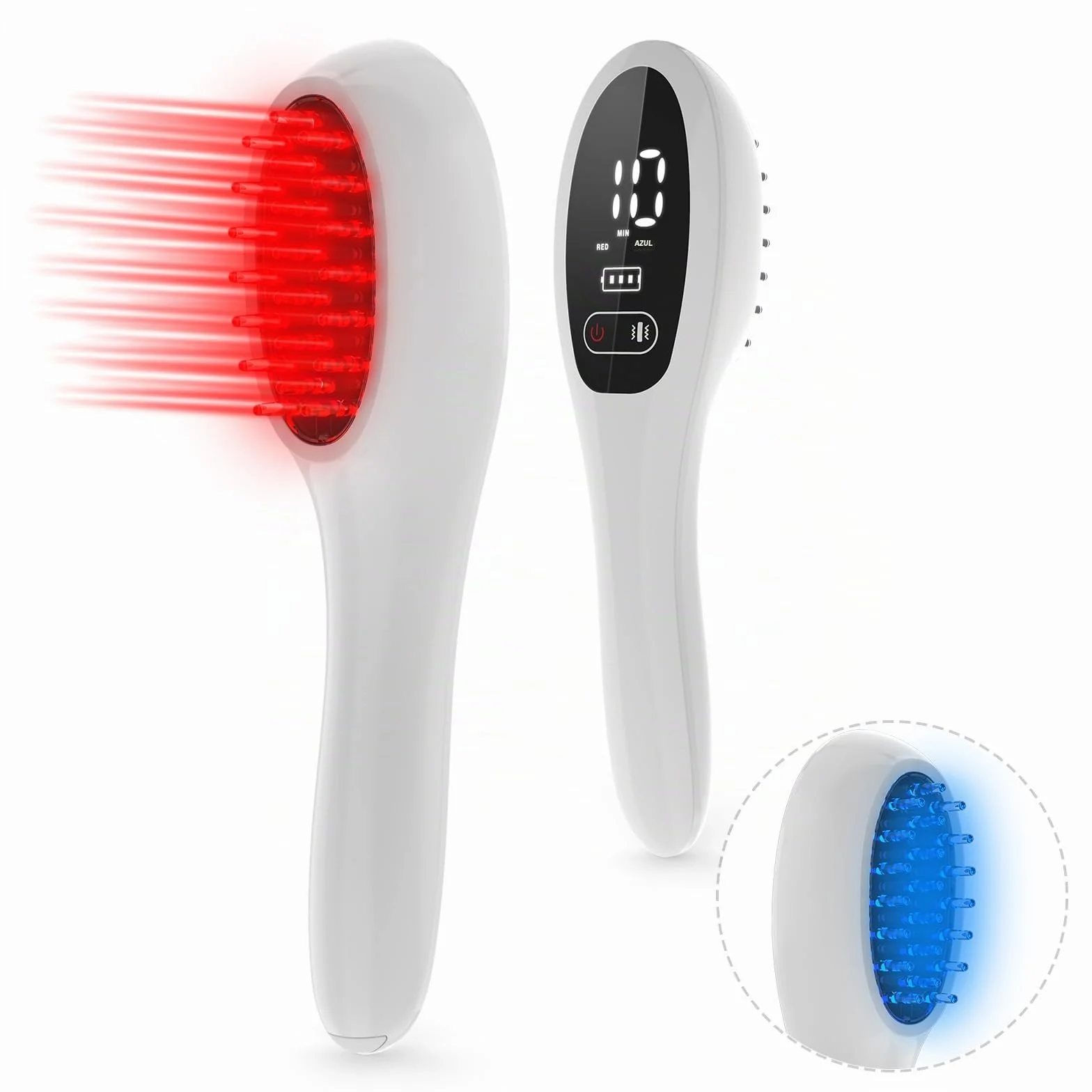 Peinado de crecimiento del cabello láser, tratamiento de crecimiento del cabello rojo y brillante para hombres y mujeres, crecimiento del cabello con masajeador eléctrico del cuero cabelludo