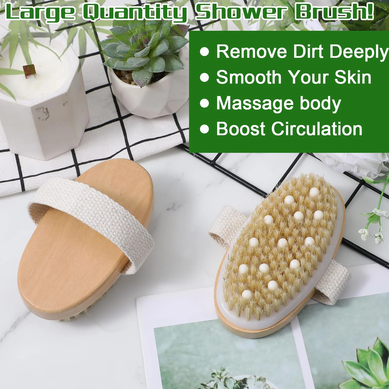 12 cepillos exfoliantes para el cuerpo con nódulos de masaje para piel seca, exfoliante corporal para ducha, baño, mejora la circulación de la espalda, piel muerta, exfoliante de belleza