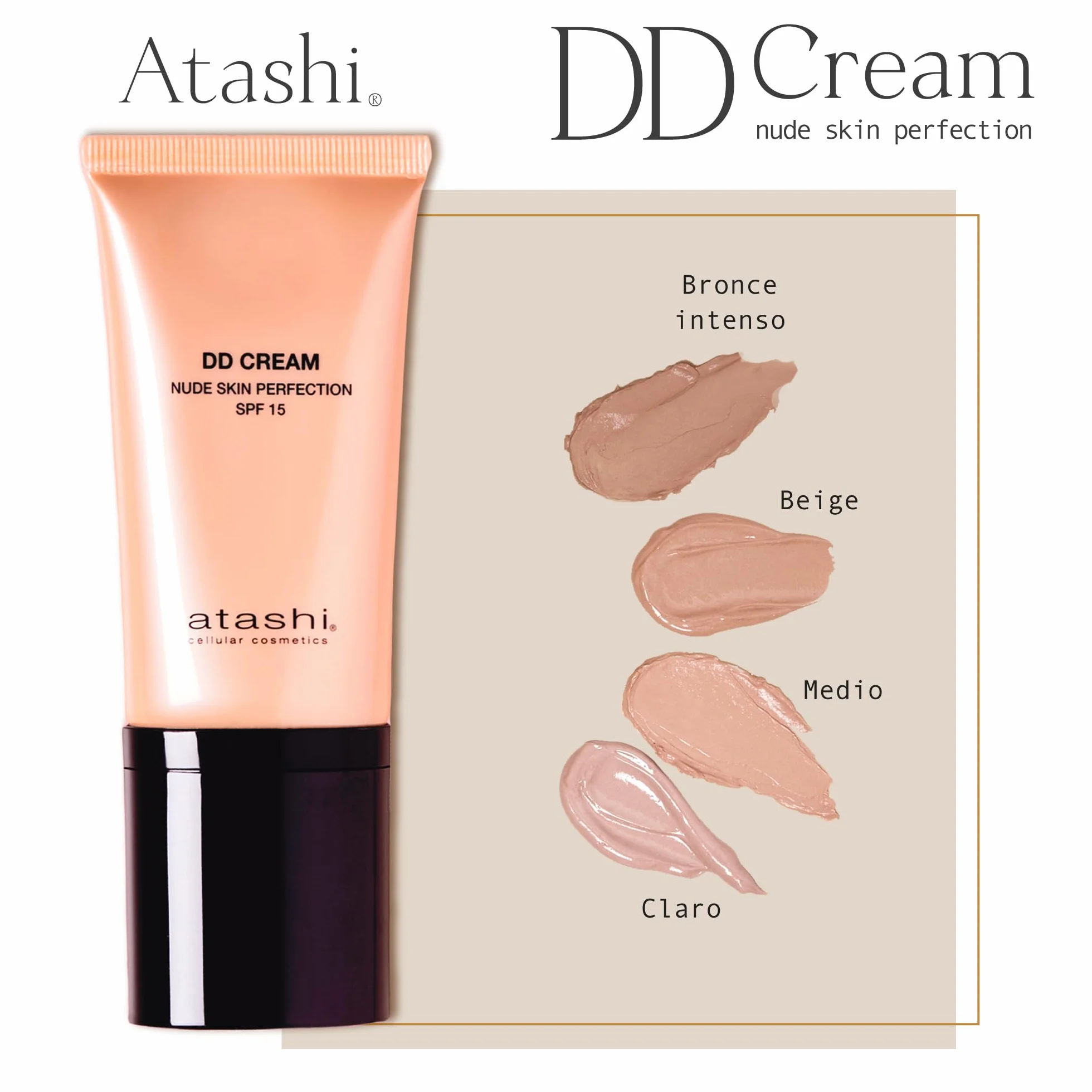 Atashi DD Cream Antiedad SPF 15 8 en 1 Crema Hidratante Antiarrugas con Color Retinol 50 mL