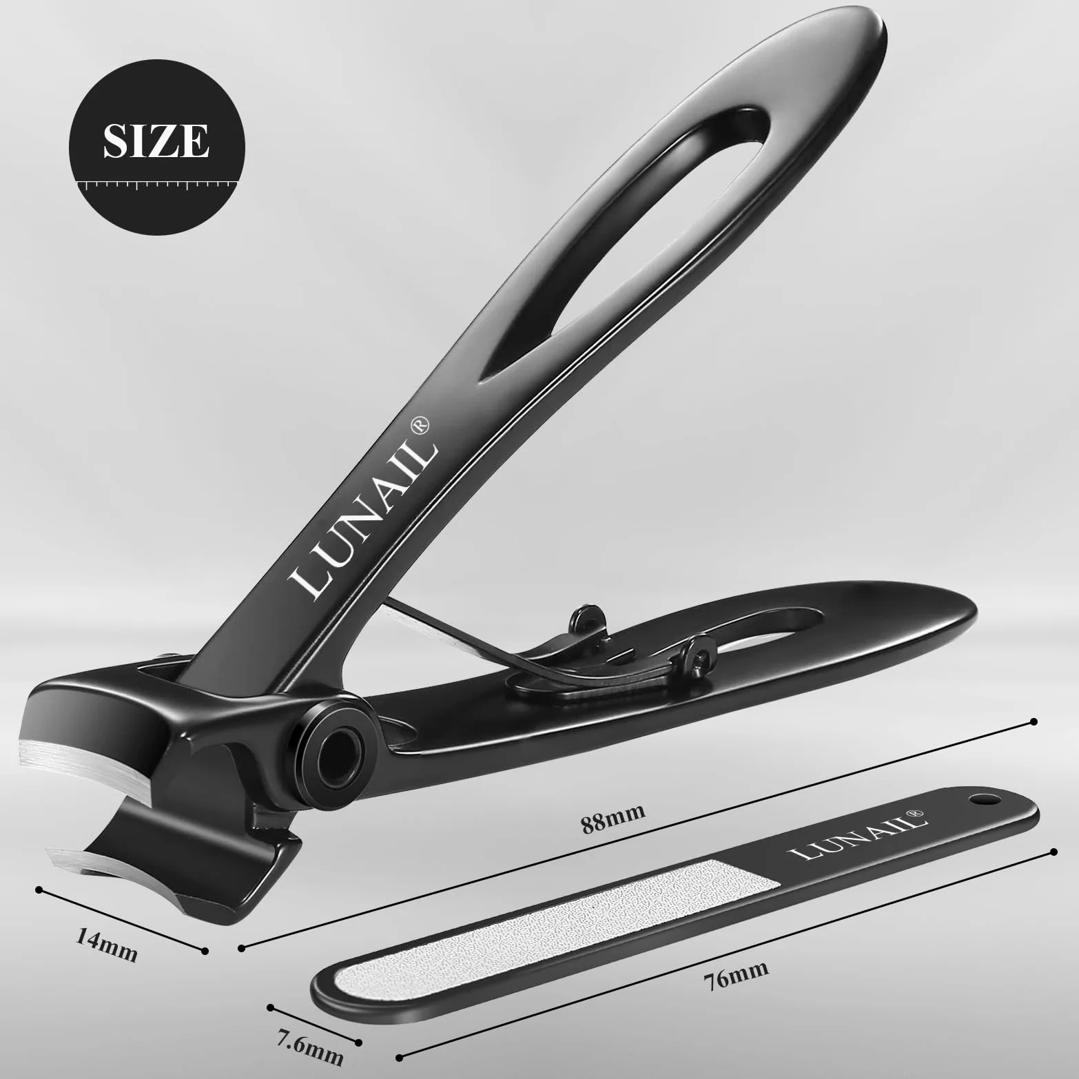LUNAIL Cortaúñas de apertura de mandíbula de 16 mm de ancho para uñas gruesas y duras y uñas encarnadas, cortaúñas de dedo para hombres y mujeres, personas mayores y adultos.