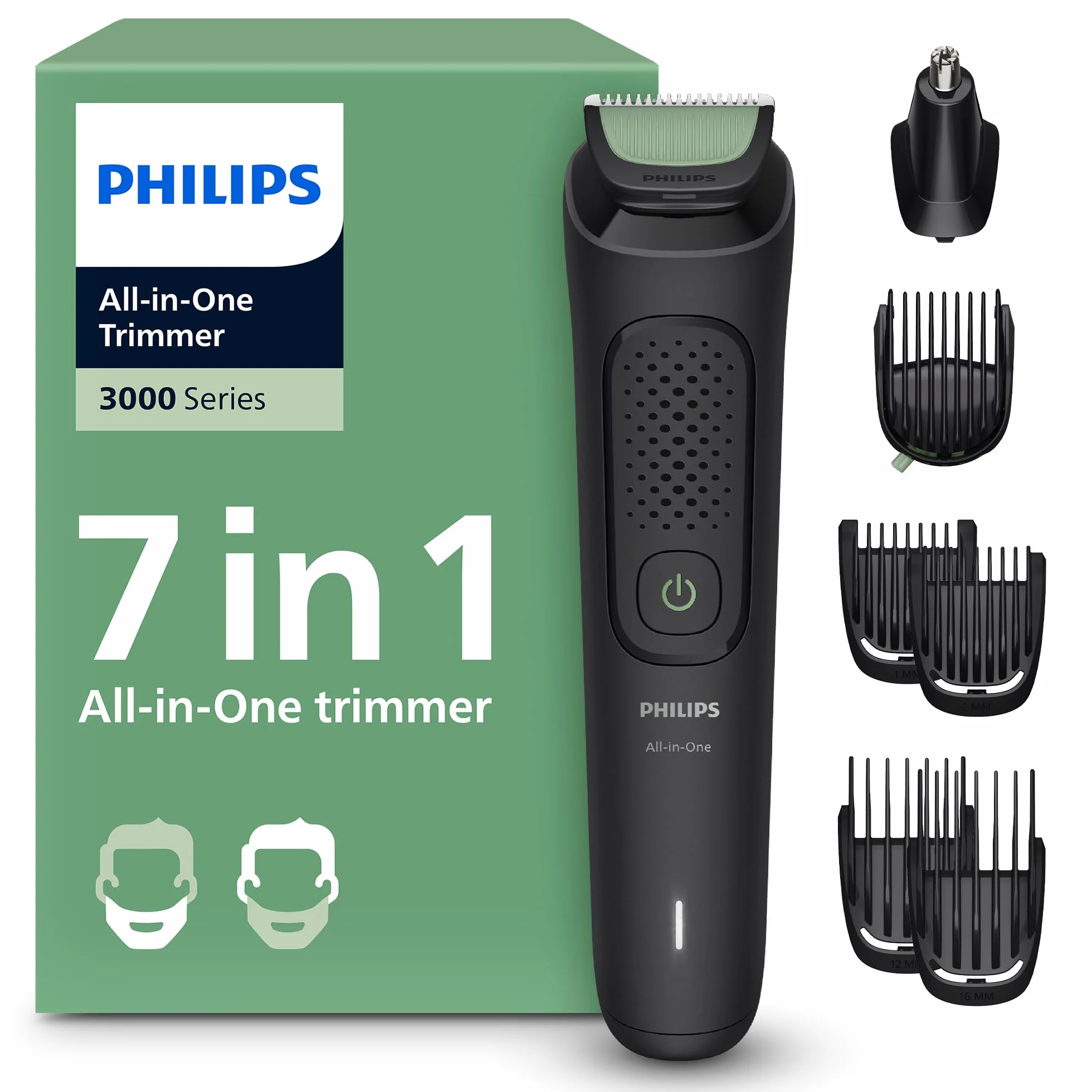 Philips Recortadora Todo En Uno Series 3000, Kit 7 en 1, Afeitadora y Cortapelos Hombre, MG3930/15