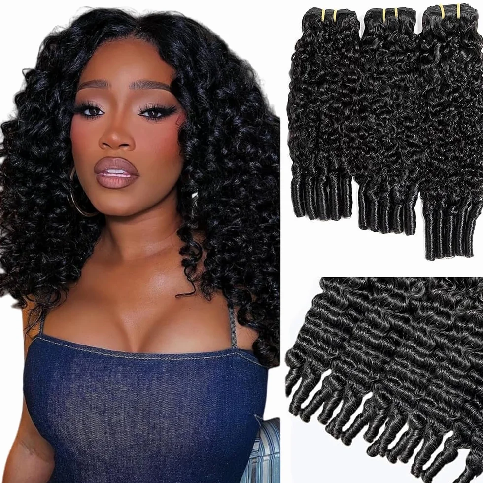 Extensiones de pelo humano rizado de Birmania, extensiones de cabello humano sin procesar, extensiones de pelo humano doble trama de color negro natural, 3 paquetes por paquete, total 150 g