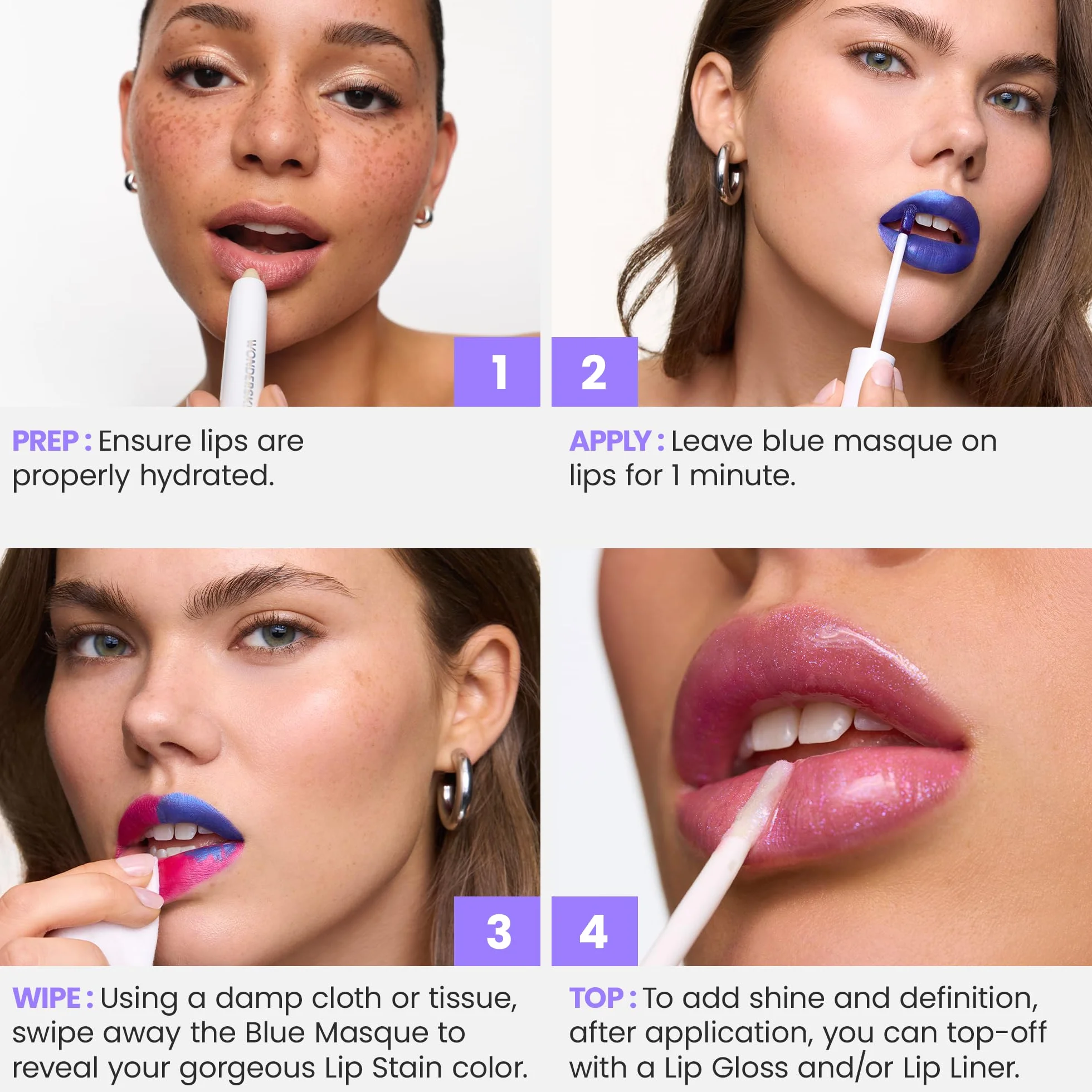 Wonderskin Wonder Blading Mascarilla de Tinte Labial Nude Larga Duración Prueba Transferencia