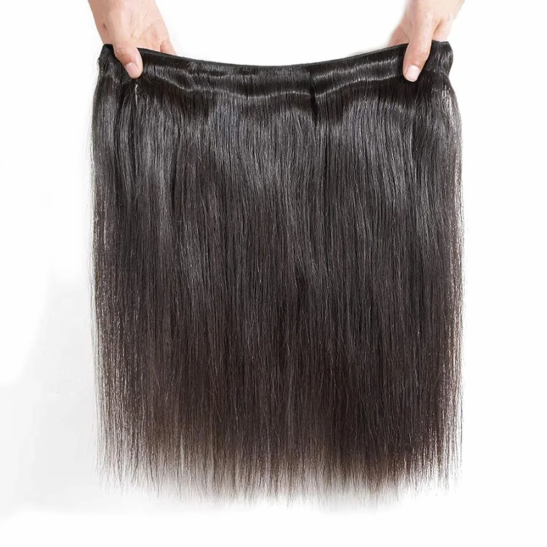 Extensiones de pelo humano sin procesar, extensiones de pelo humano Remy doble trama #1B, color negro natural, 3 paquetes por paquete, 150 g, 20, 22, 24 pulgadas