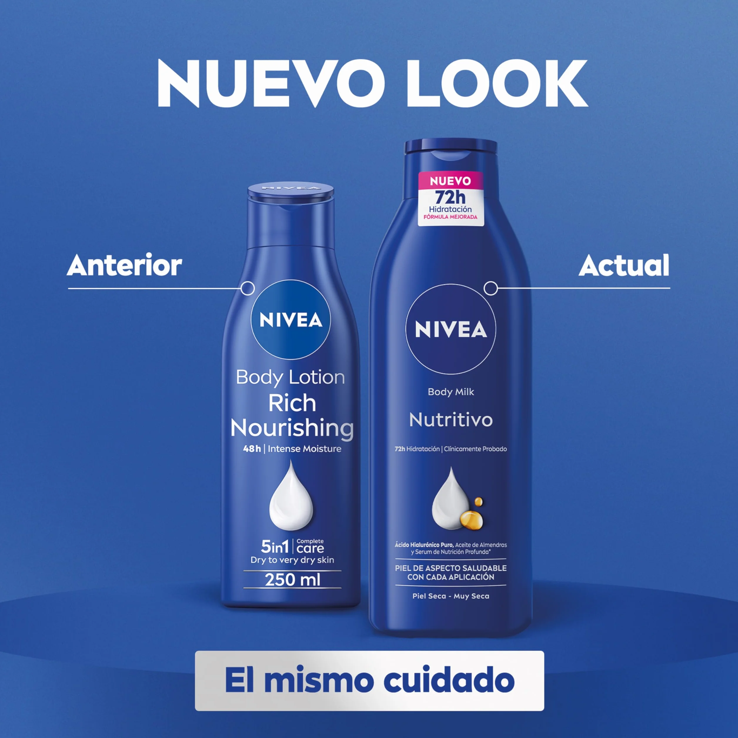 NIVEA Body Milk Nutritivo 400 ml Leche Corporal Hidratante 72h con Aceite de Almendras y Ácido Hialurónico para Piel Seca