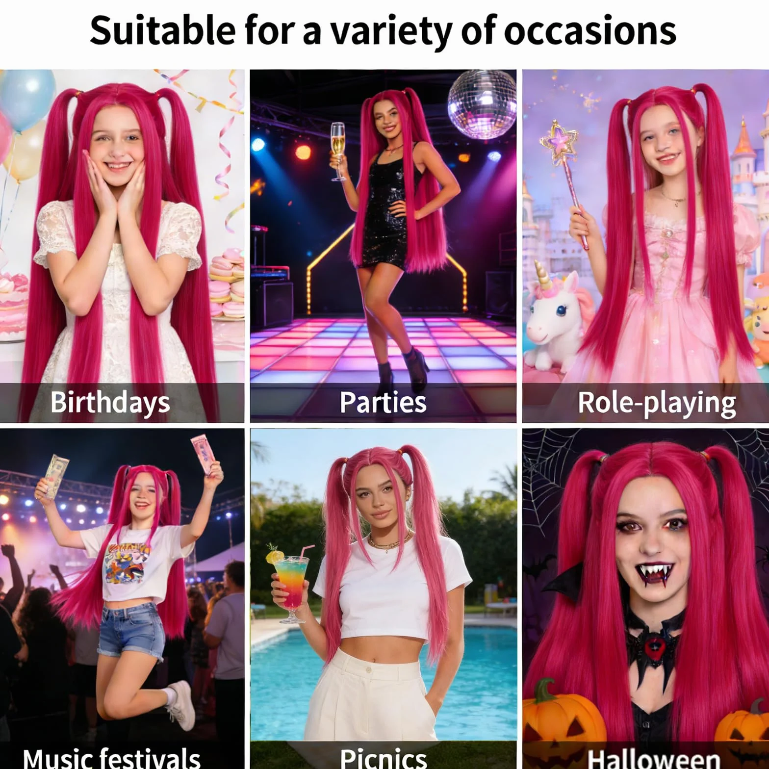 Peluca de Cosplay Anime para Fiestas y Halloween