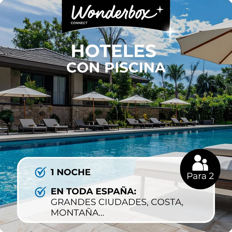 WONDERBOX – Cofre Regalo Hoteles con Piscina - 1 Noche para 2 Personas - Escapada para Parejas - Regalar experiencias - Ideal para una escapada refrescante