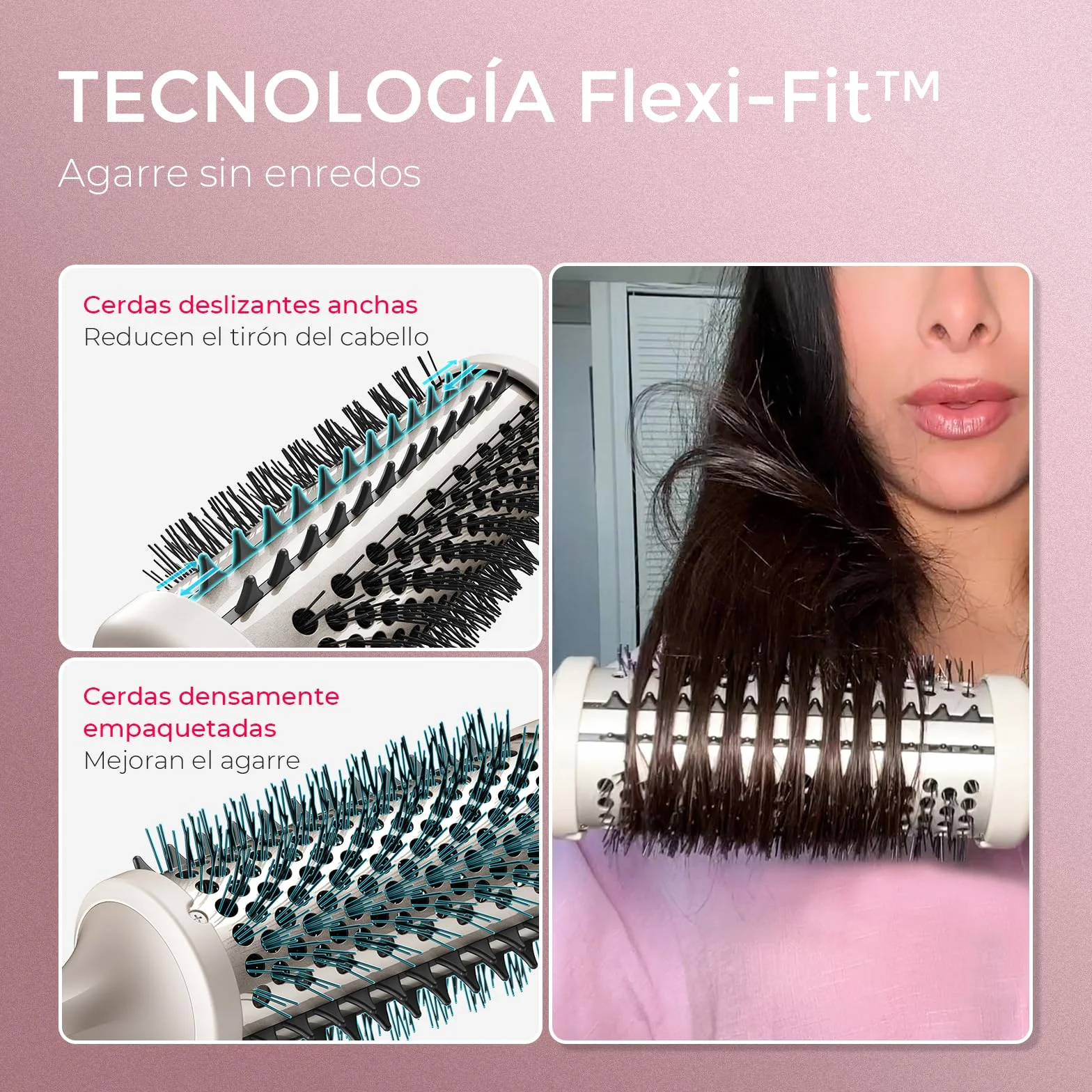 TYMO STYLUX Cepillo Térmico, Cepillo Redondo Caliente Cerámica de 43 mm para Crear Rizos Naturales, Cepillo Rizador de un Solo Paso para Cabello Suelto y Voluminoso, Thermal Brush para dar Volumen
