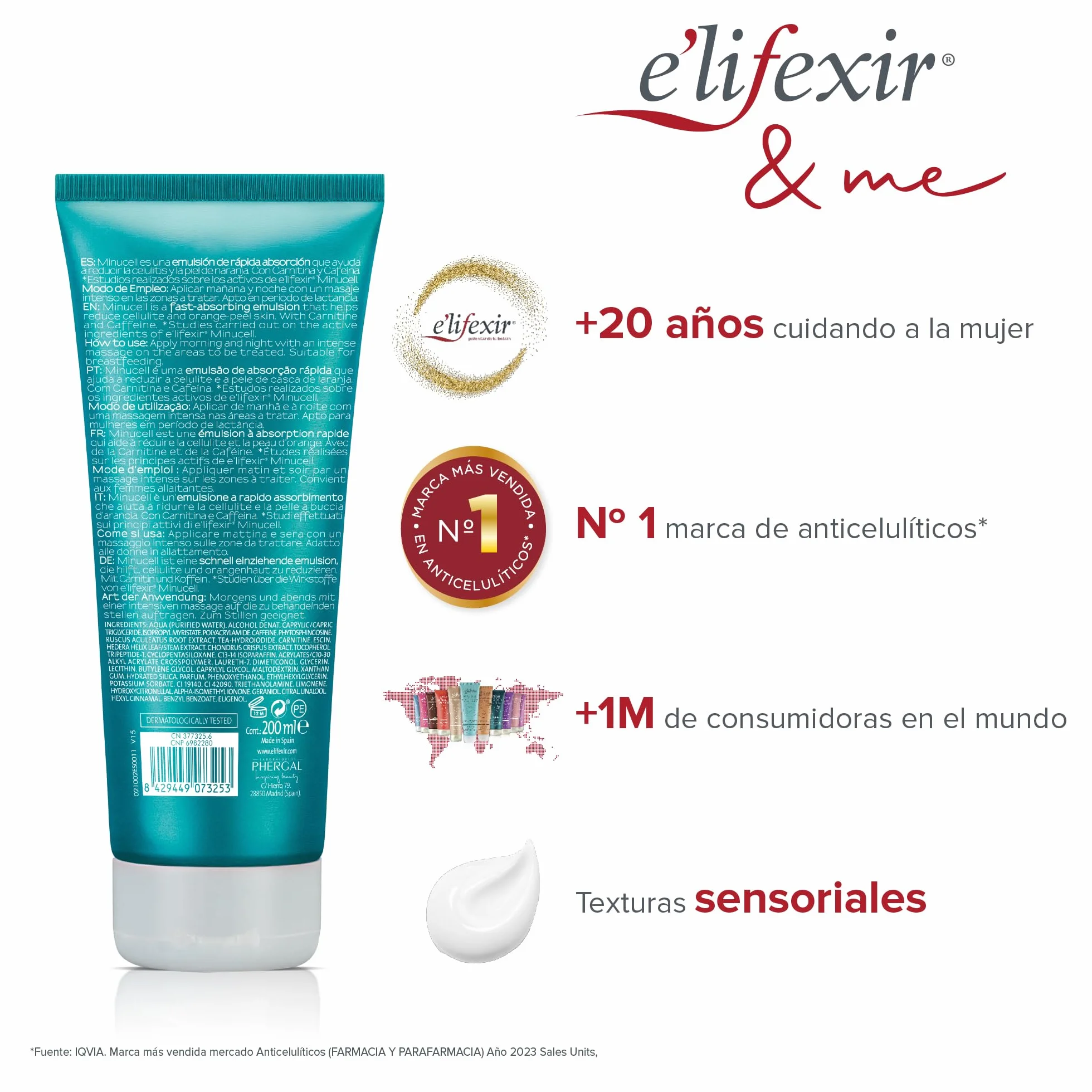 Elifexir Minucell Crema Anticelulítica 200ml Tensa Remodela Reduce Celulitis