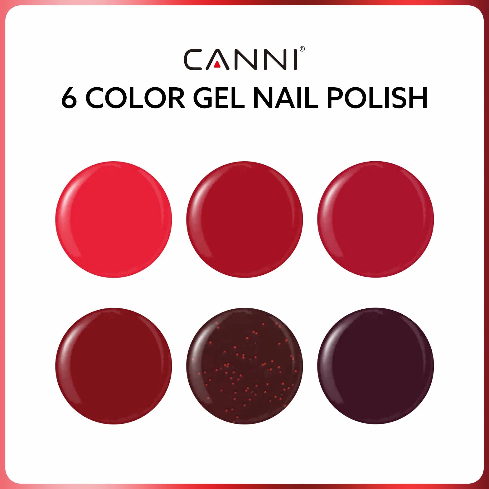 CANNI Esmaltes Semipermanentes de Uñas en Gel 6 Colores Rojo Brillante Intenso UV Gel Kit Nail Polish Set