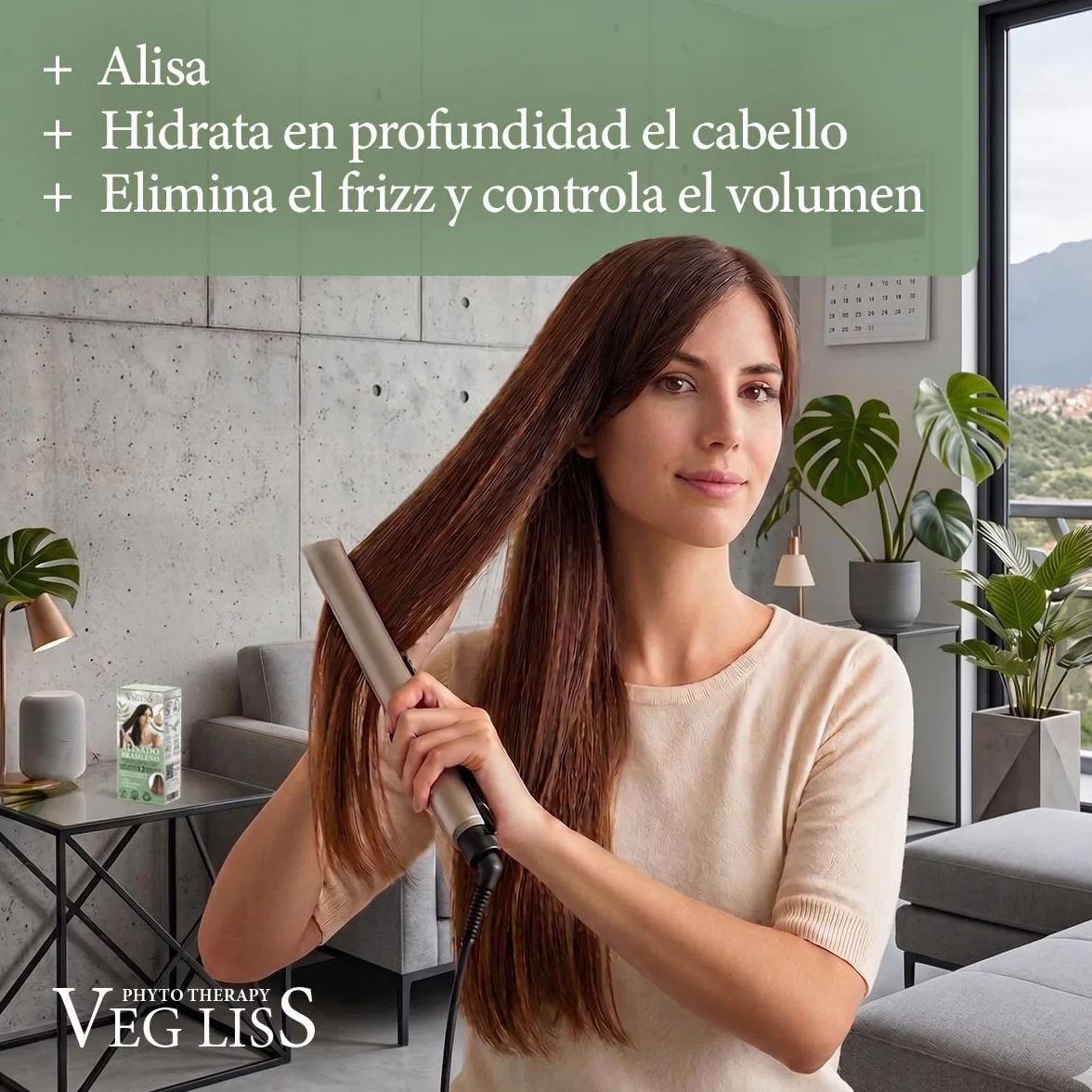 VEGLISS Kit Alisado Brasileño con Queratina Vegetal - Champú 30ml + Tratamiento 120ml - Anti Frizz - Liso 12 Semanas