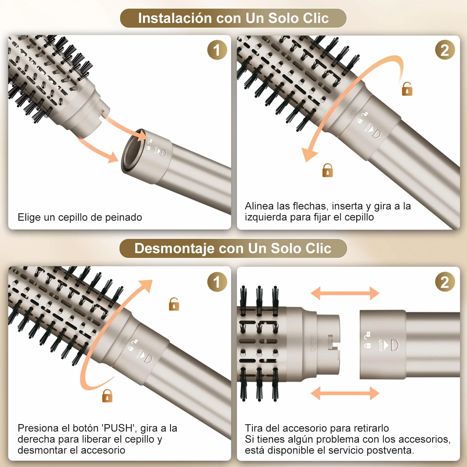 7MAGIC Moldeador Pelo 6 en 1, Secador Cepillo Alisador 1300W, Efecto Coanda, Cuidado iónico
