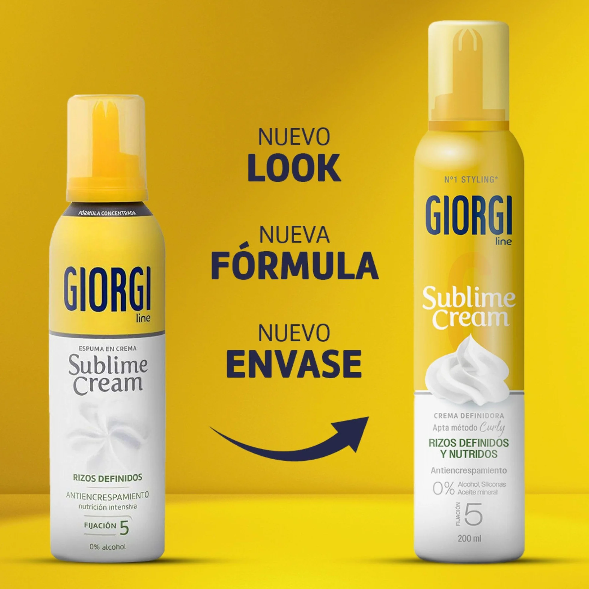 Giorgi Line Sublime Cream, Espuma en Crema para Rizos Definidos, Hidratados y Elásticos sin Encrespamiento, Fijación 200 ml