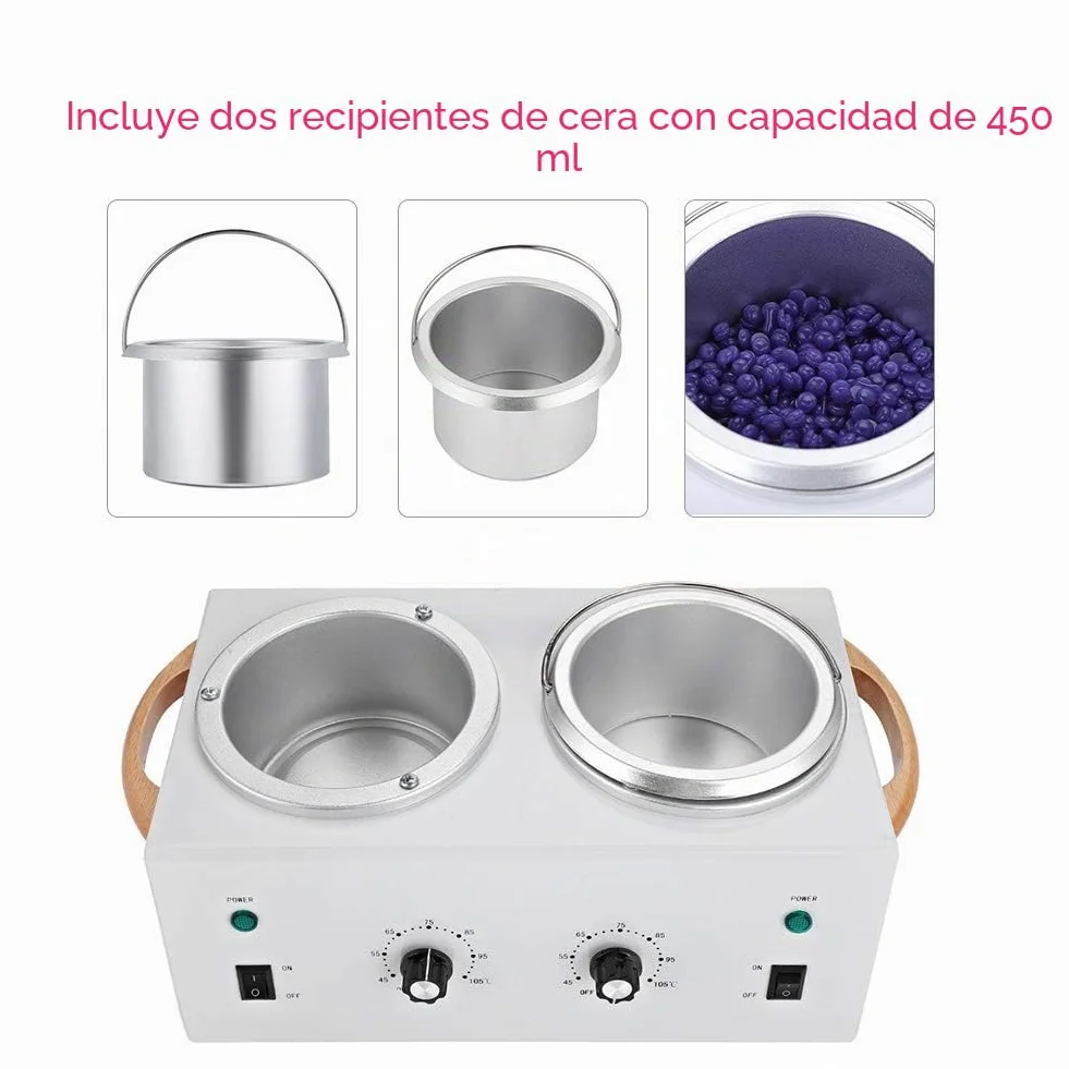 Calentador de Cera Eléctrico Caliente, Máquina de Fusión de Cera, Calentador de Cera de Parafina Caliente Calentador de Cera Depilatoria de Doble Olla Para Salón Depilación para Cera de Belleza
