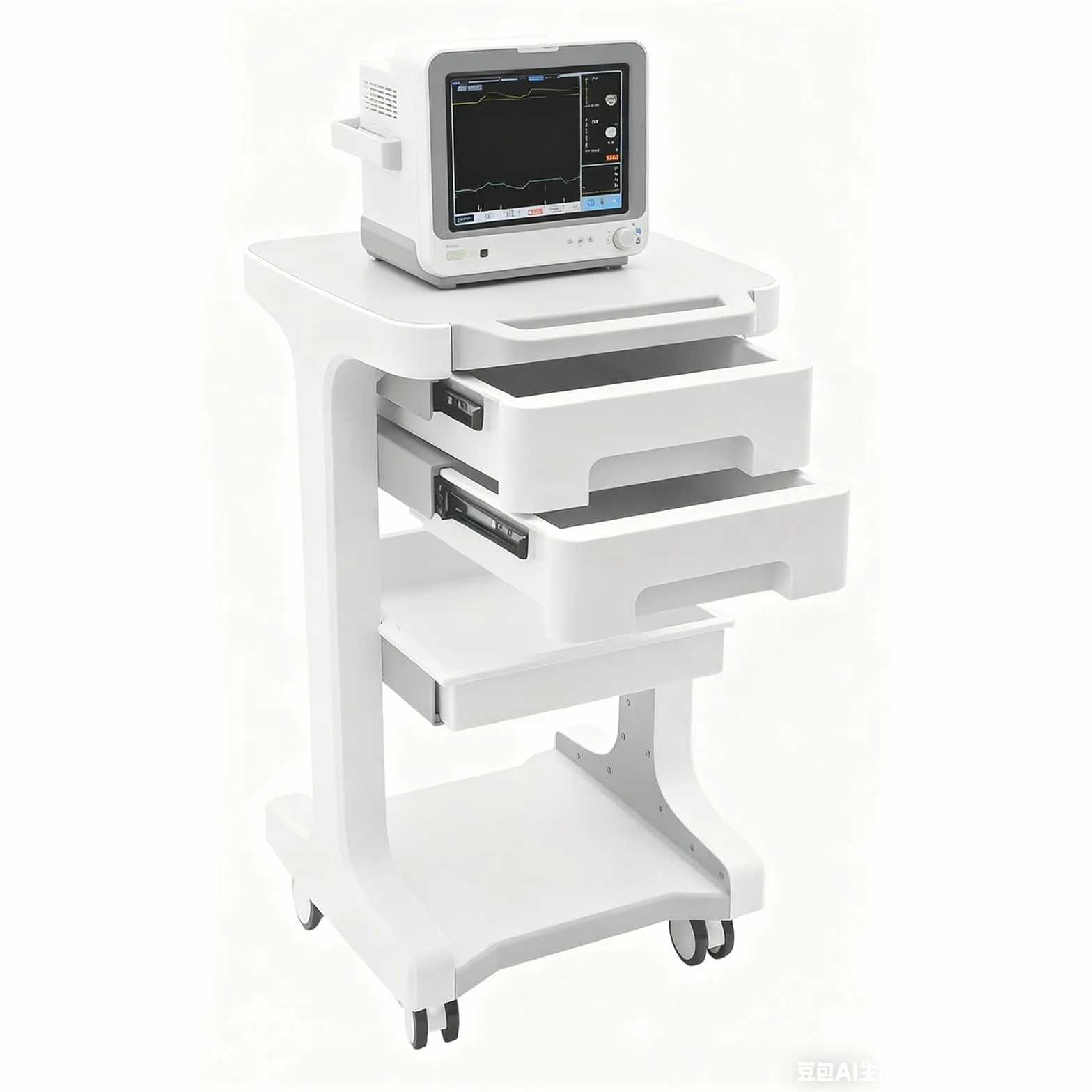Carro médico 2 cajones 41x41x67 cm 50 kg 4 ruedas universales gris