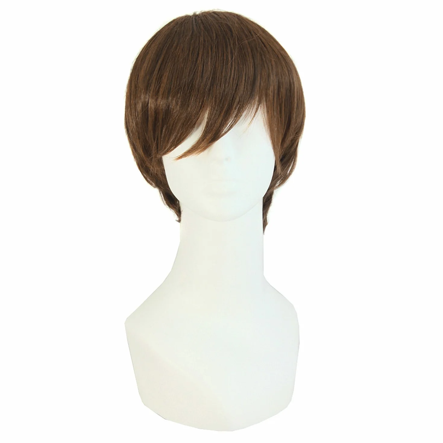 MapofBeauty Peluca lacia y corta para hombre marrón