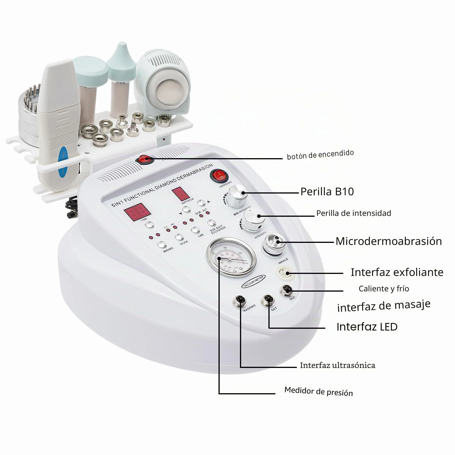5 en 1 máquina profesional de microdermoabrasión diamante, microdermabrasión de diamante, dispositivo de microdermoabrasión Hydrafacial, máquina de belleza personal para uso doméstico