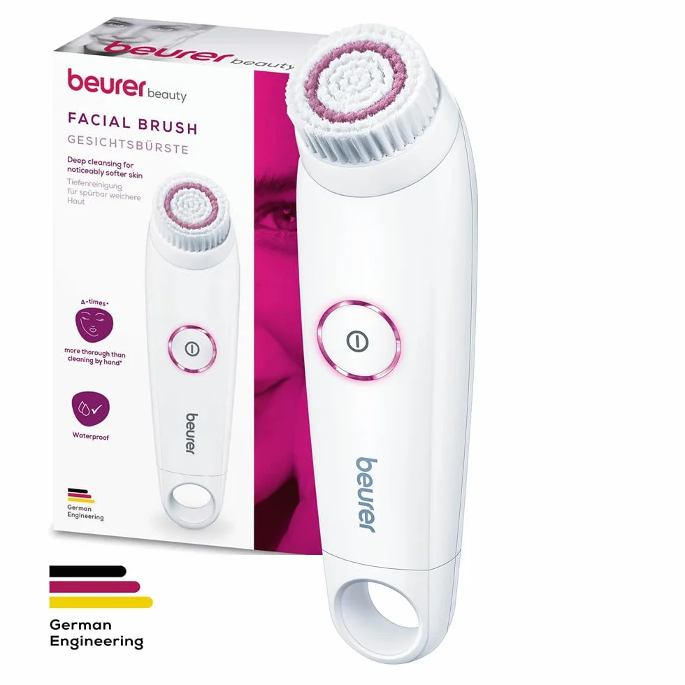 Beurer FC 45 cepillo limpiador facial eléctrico, limpieza profunda, rotación 2 niveles, resistente al agua, blanco