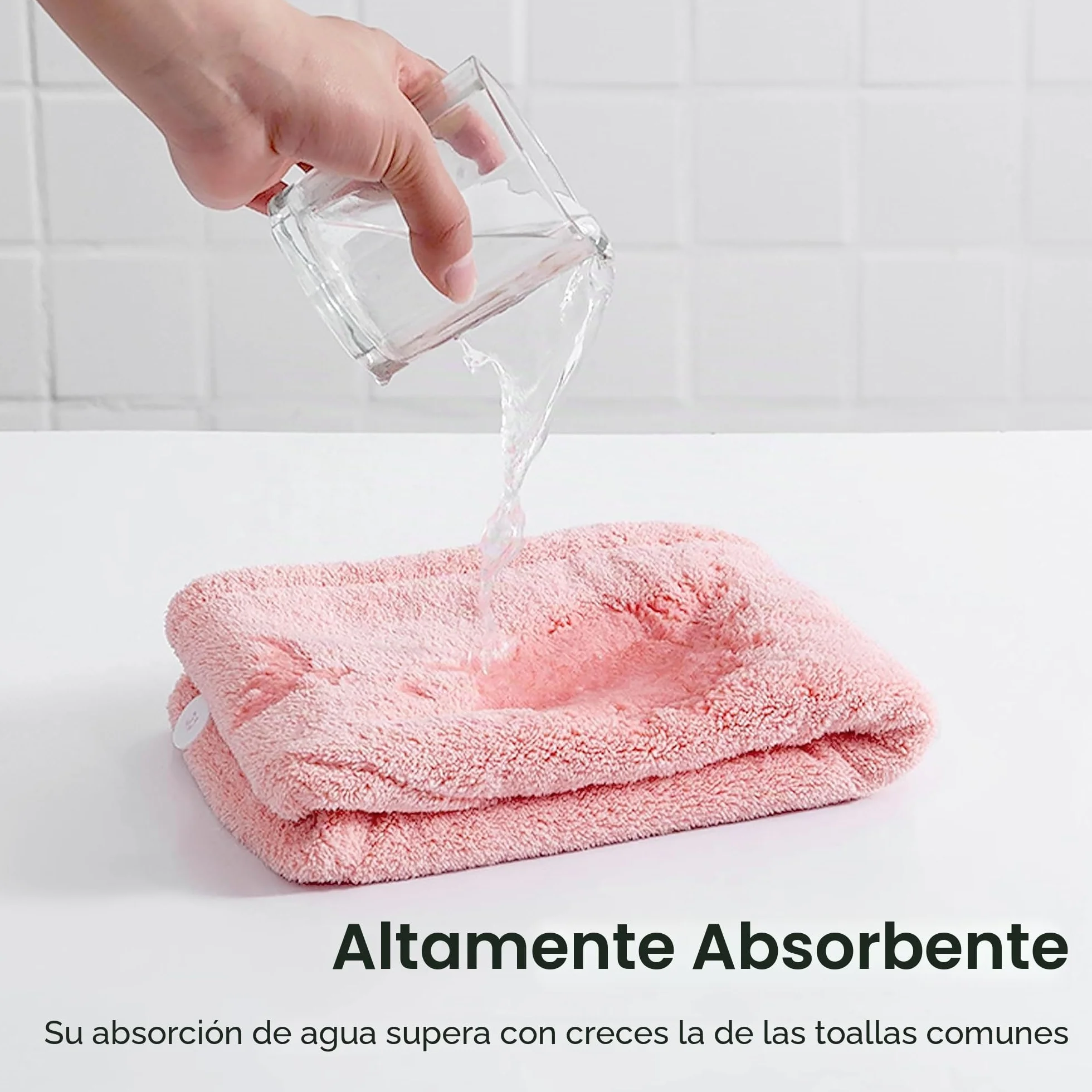 Toalla de Microfibra para Secar el Pelo, Turbante Superabsorbente con Botón para Cabello Largo y Rizado