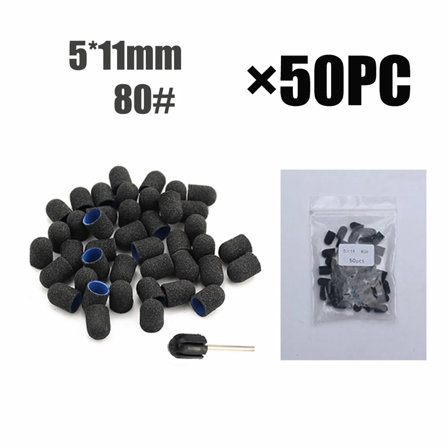 Fresas Torno Para UñAs 50 Uds. Con mandril pedicura manicura eliminar la piel muerta pulido cuidado de los pies limpieza cutícula Accesorios para Manicura(13-19Black80)