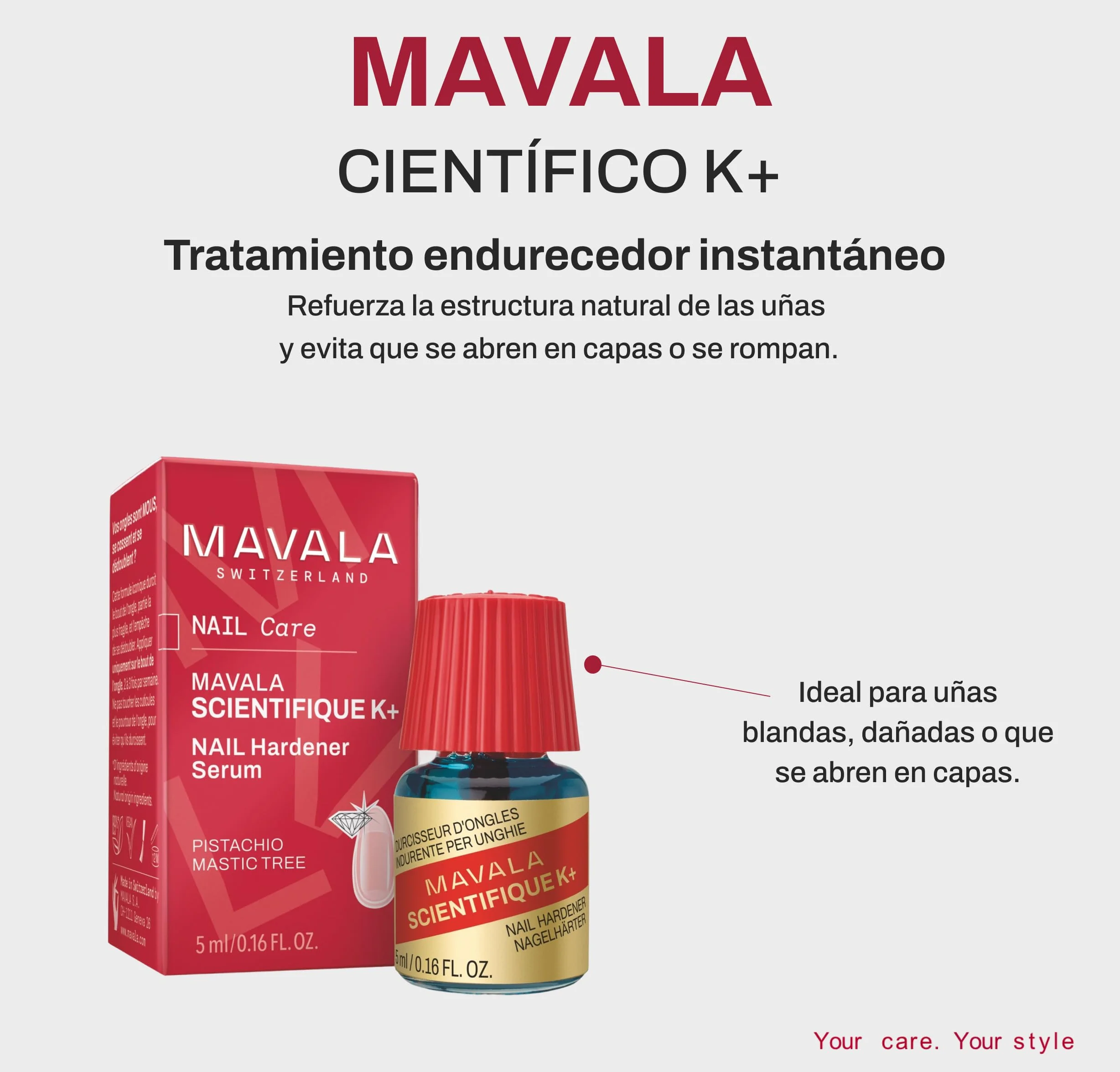 Mavala Científico K+ Gel Endurecedor de Uñas Vegano 5 ml
