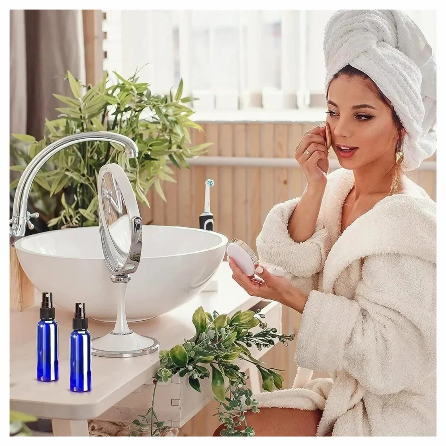 Botella Pulverizadora Vacía 50 botellas vacías de aerosol azul rellenables, contenedores plástico niebla fina for desinfectante alcohol